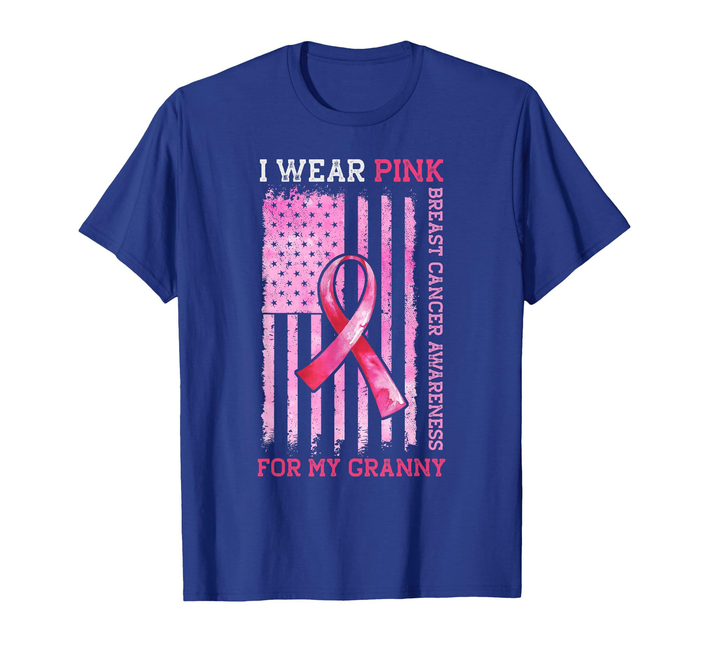 I Wear Pink For My Granny American Flag Breast Cancer T-Shirt