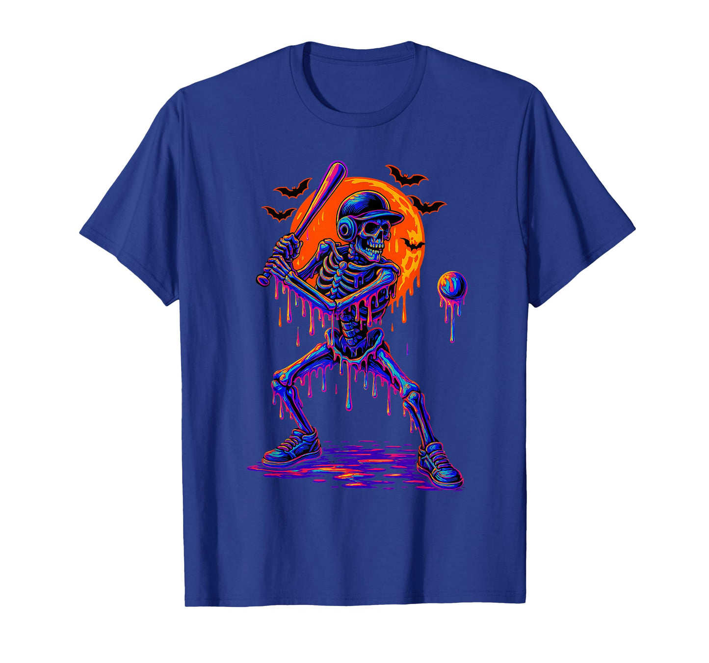 Funny Baseball Skeleton Halloween Drip Baseball Boys Youth T-Shirt