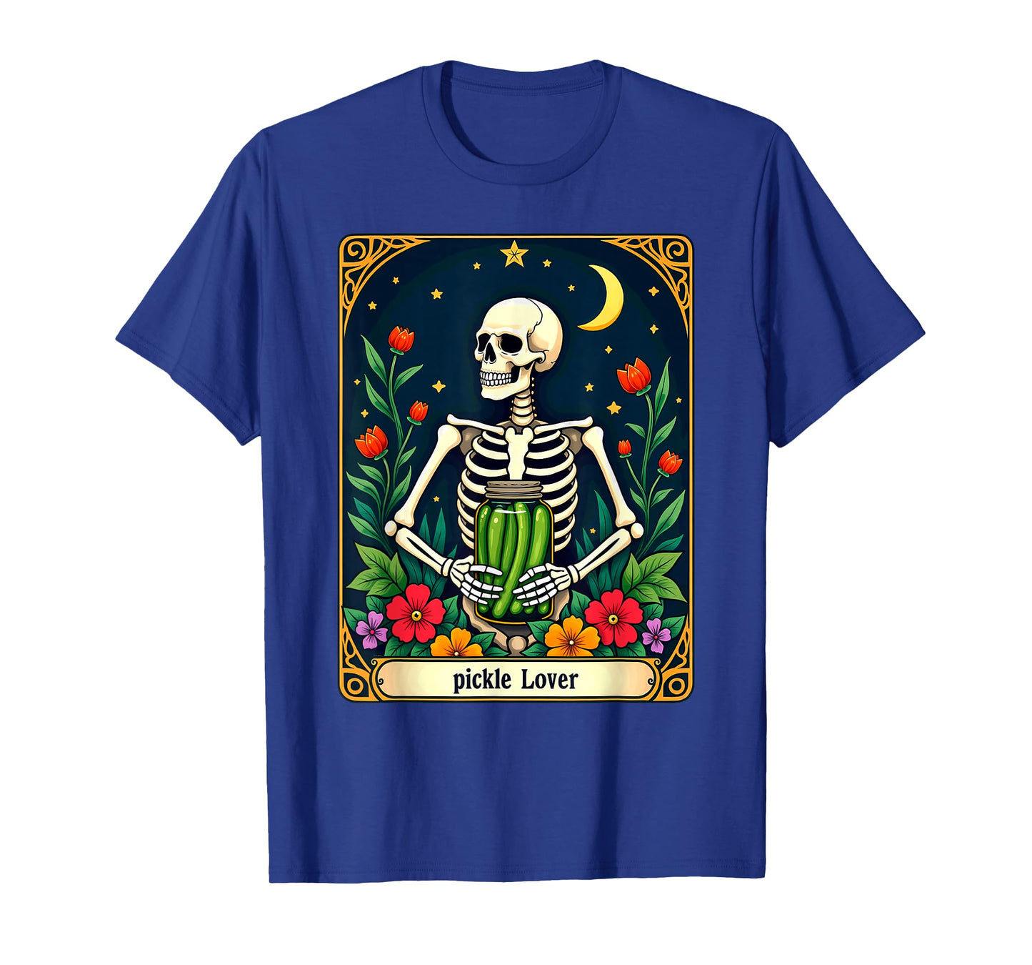 Gothic Tarot Card The Pickle Lover Skeleton Halloween T-Shirt