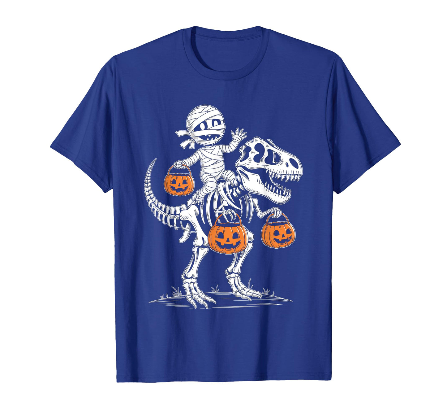 Funny Skeleton Riding Dinosaur T Rex Kids Boys Men Halloween T-Shirt