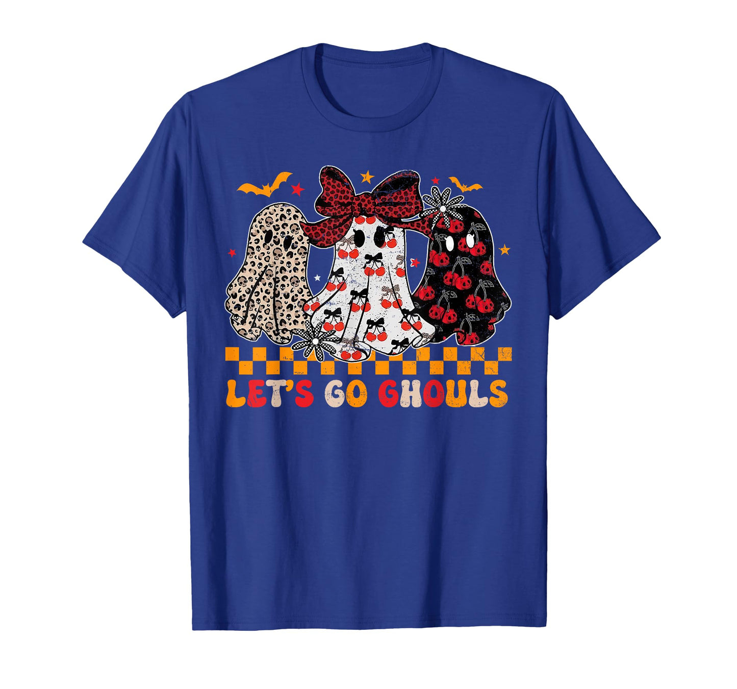 Halloween Lets Go Ghouls Ghost Retro Costume Women Girl T-Shirt