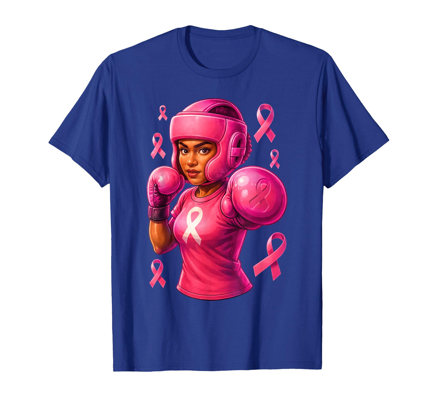 Women Black African American Fight Breast Cancer Pink Ribbon T-Shirt