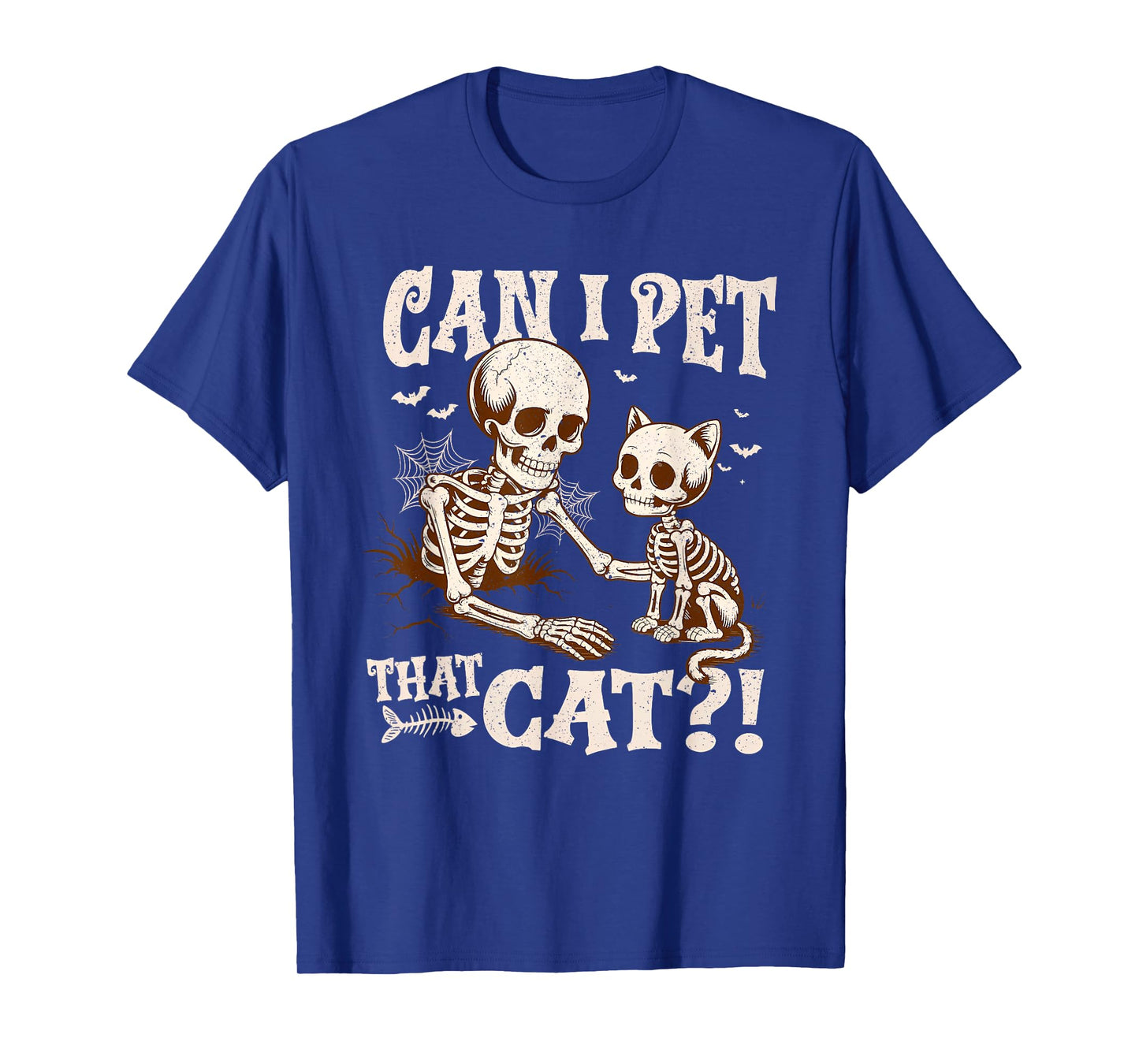 Can I Pet That Cat Funny Skeleton Halloween Costume T-Shirt