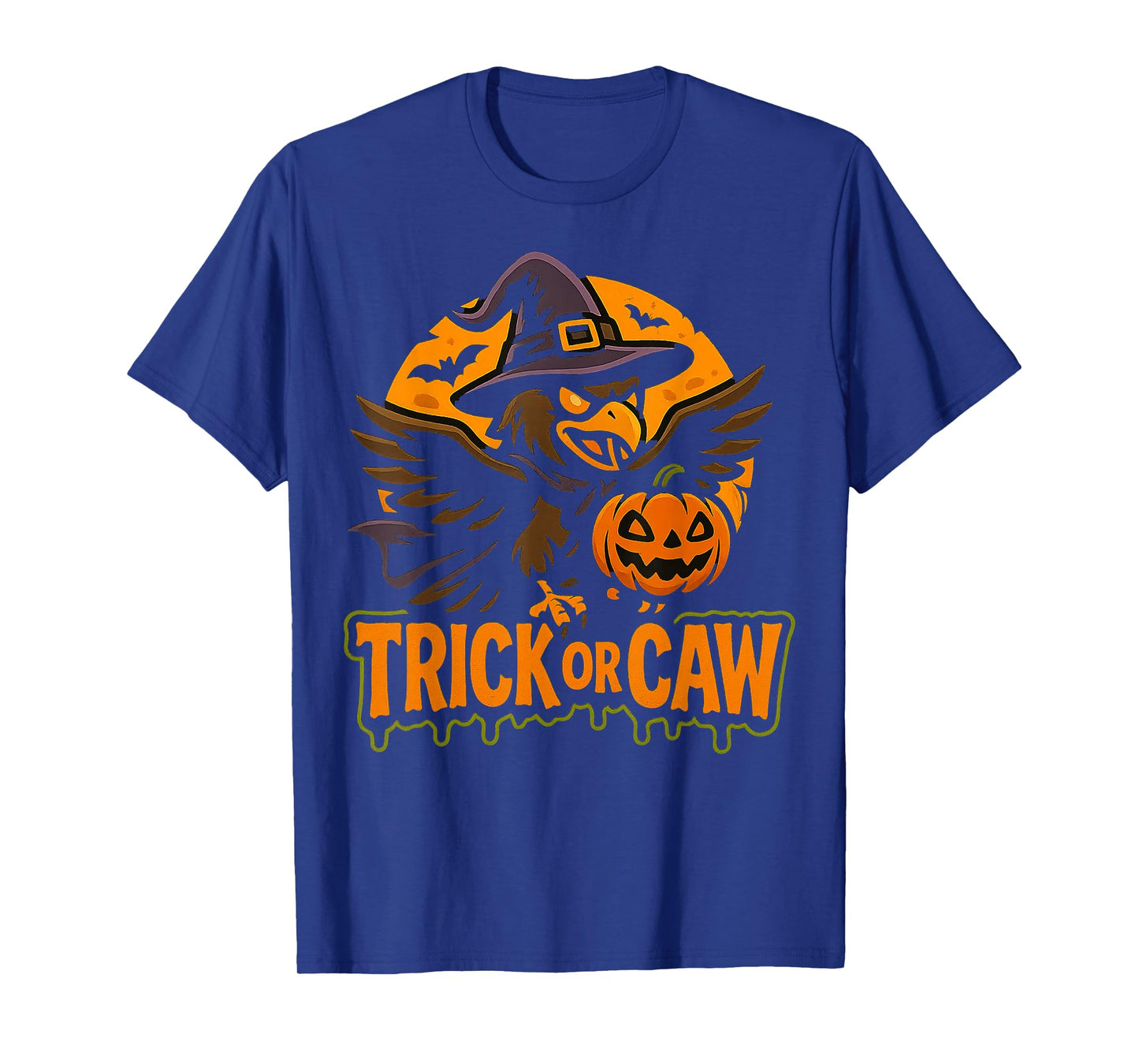 Trick or Caw Funny Spooky Halloween Retro T-Shirt