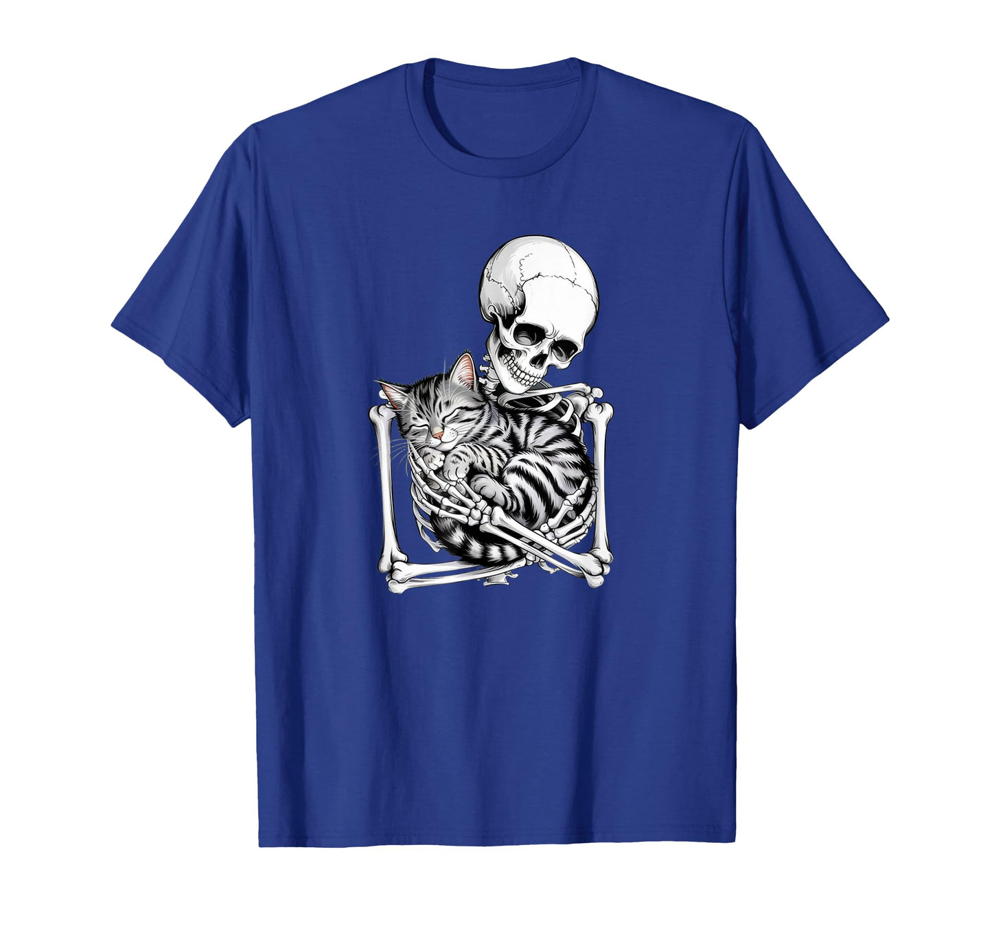 Cat Halloween Funny Skeleton Hugging Cats Lover Women Kids T-Shirt