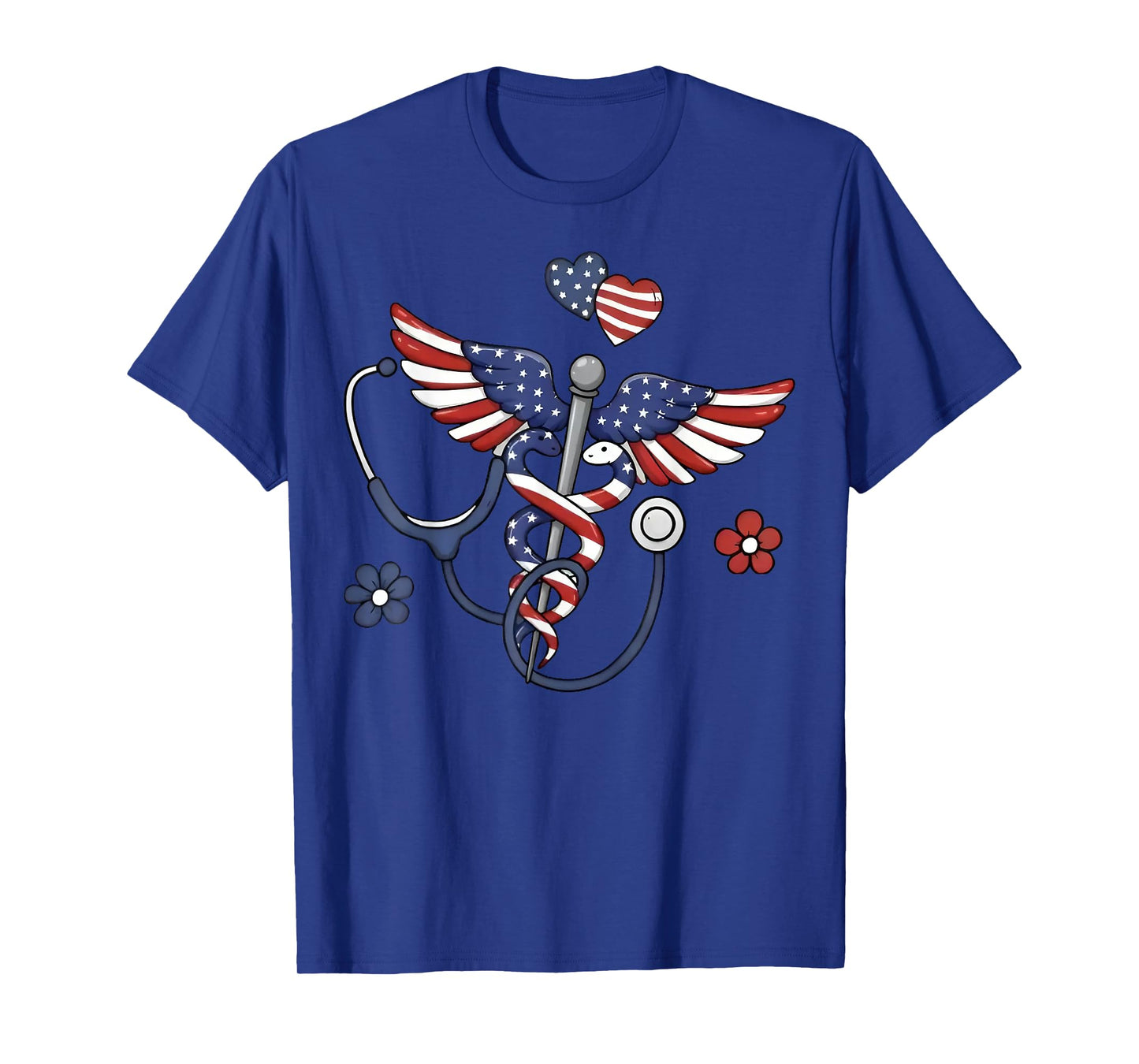 USA Flag Stethoscope Coquette Bow 4th of July RN Nursing T-Shirt