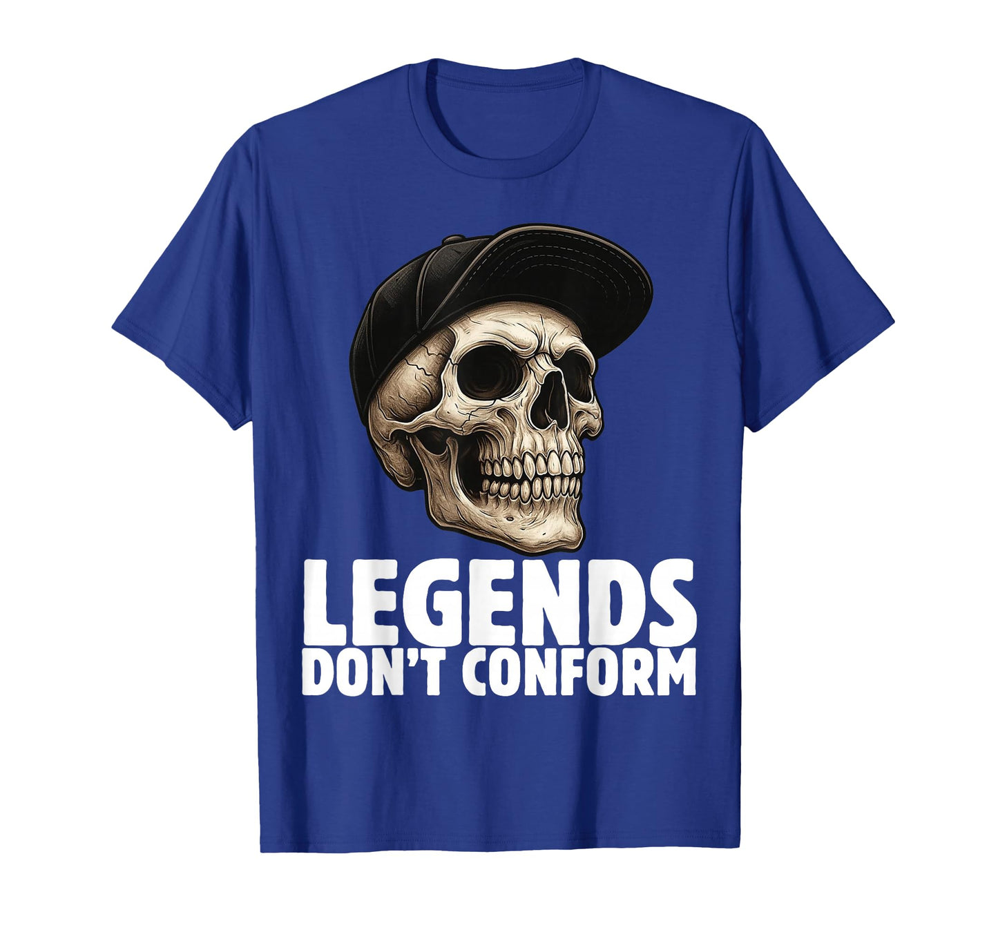 Skull in Cap Street Style Urban Art Skeleton T-Shirt