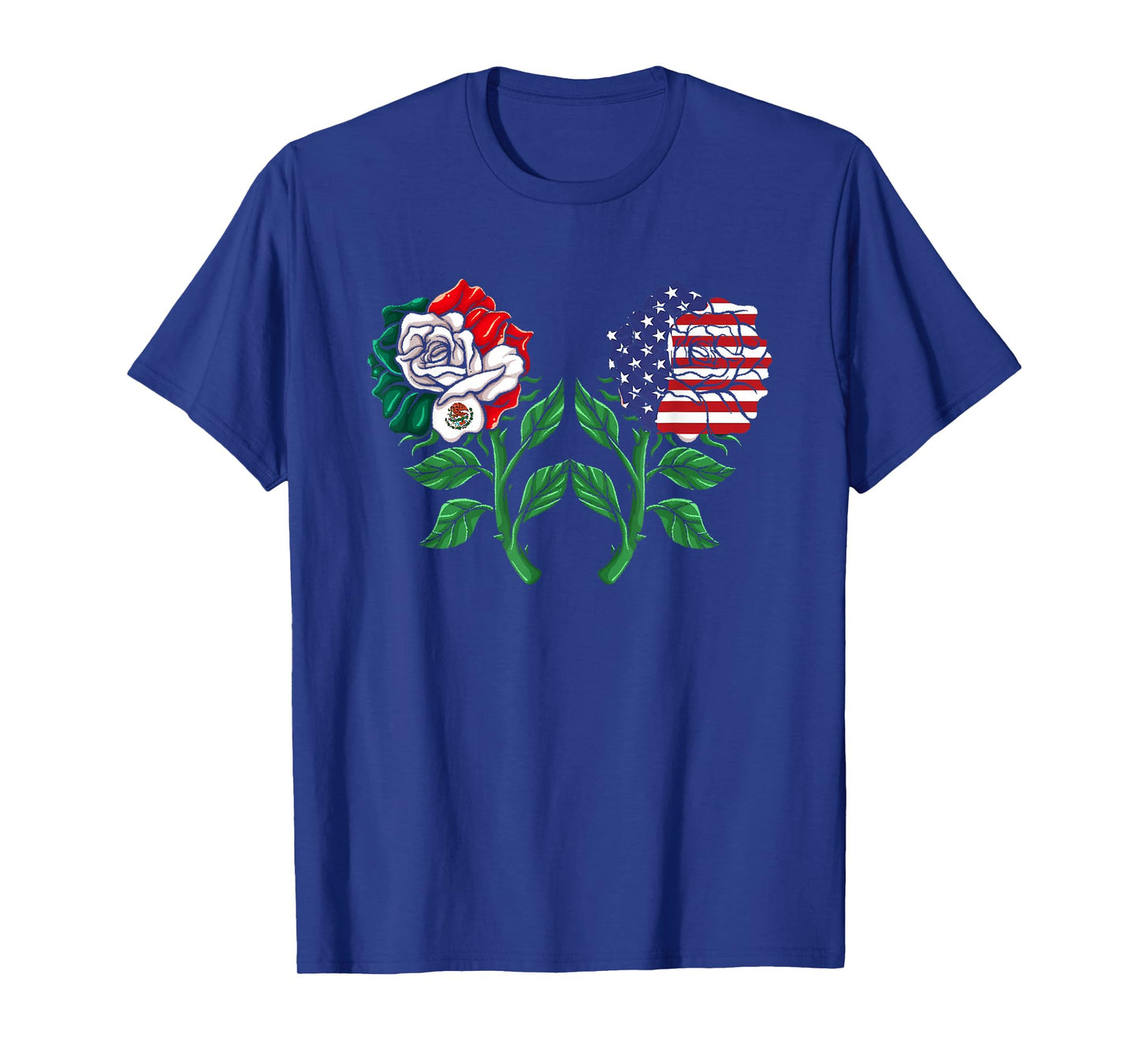 Mexico Tshirt US Flag Mexican Flag American Flag Rose T-Shirt