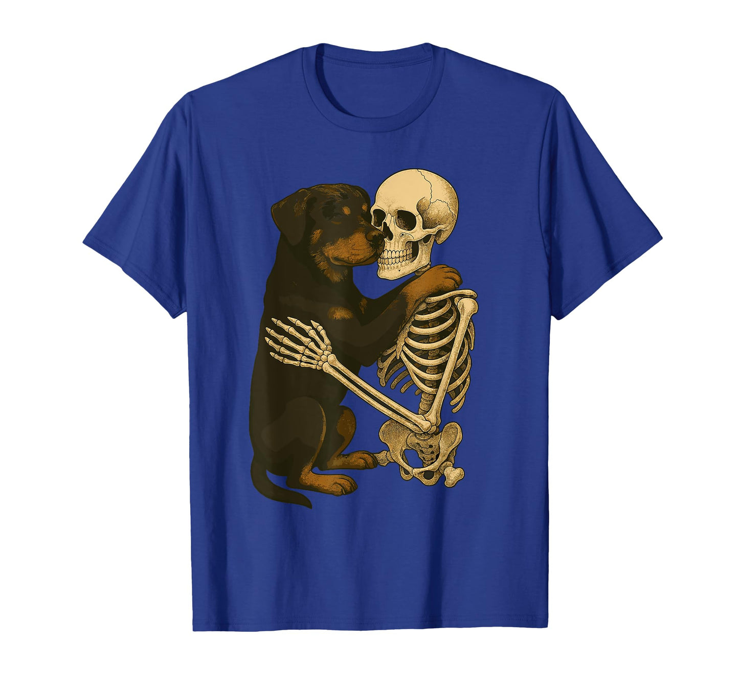 Skeleton Hugging Rottweiler T-Shirt