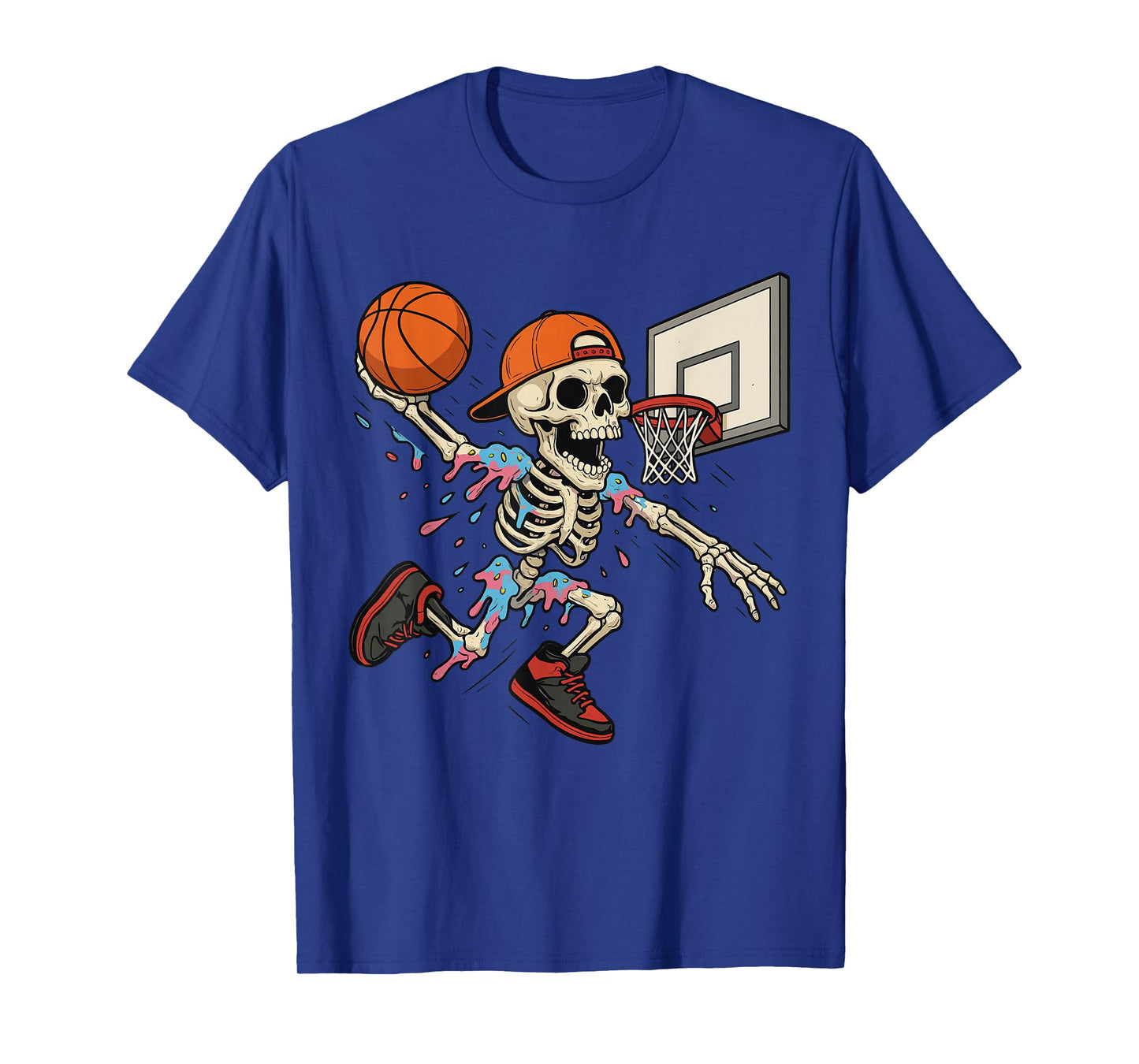 Funny Basketball Skeleton Drip Ice Cream Drip for Boys Youth T-Shirt