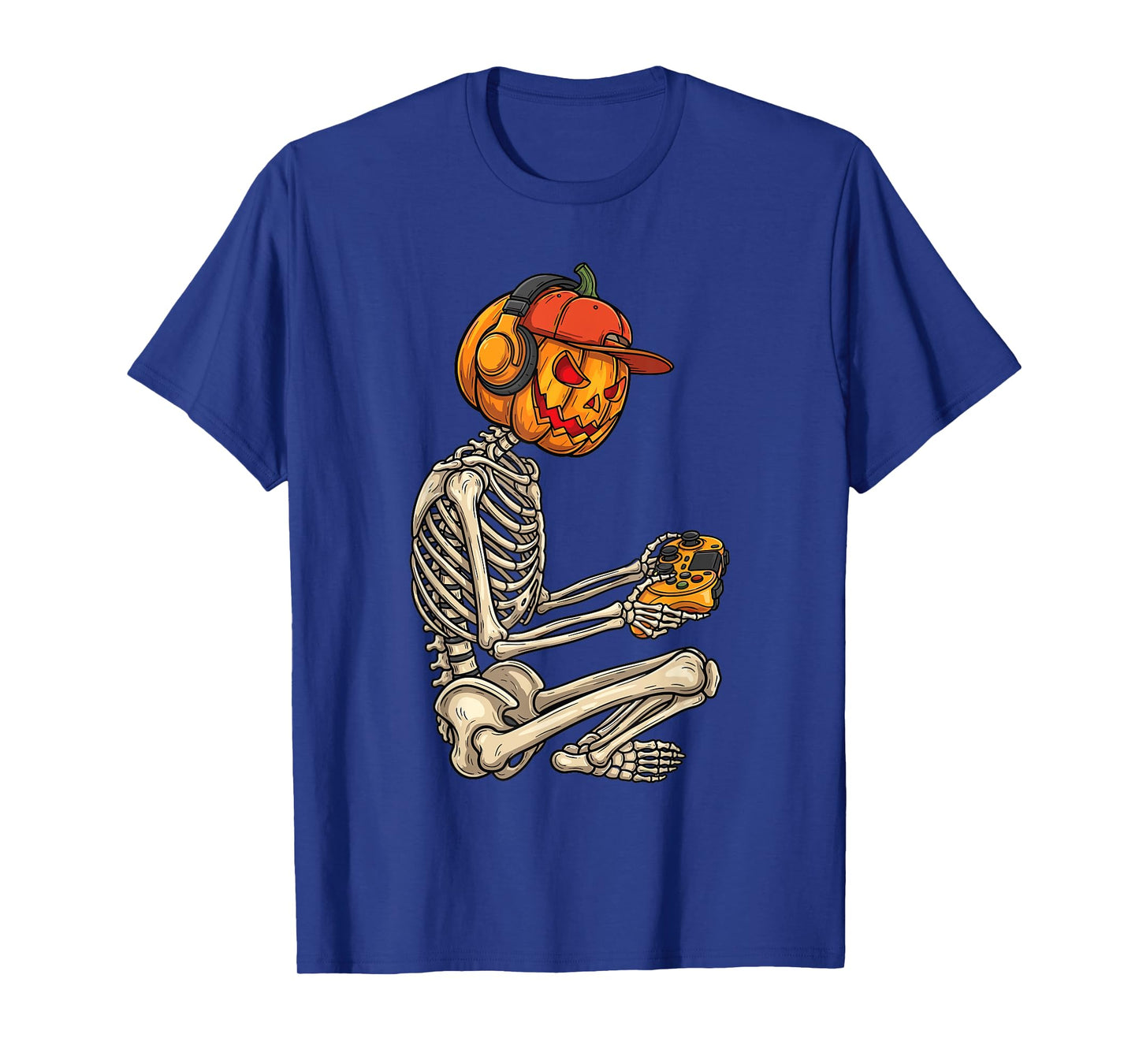 Halloween Skeleton Gamer Pumpkin Head T-Shirt
