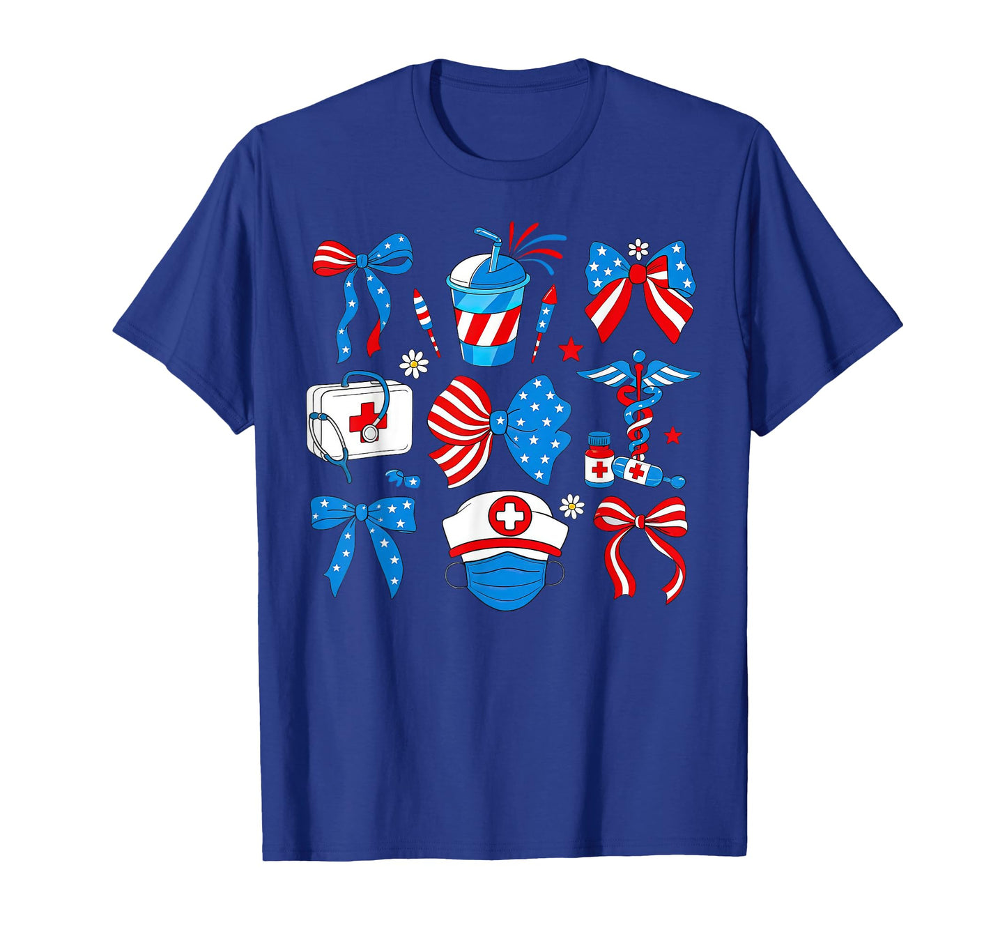 Coquette Bow Nurse Patriotic RN Nurse 4th Of July T-Shirt