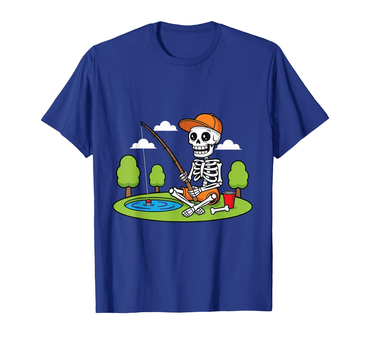 Skeleton Fishing Halloween Costume Funny Fishing Boys Kids T-Shirt