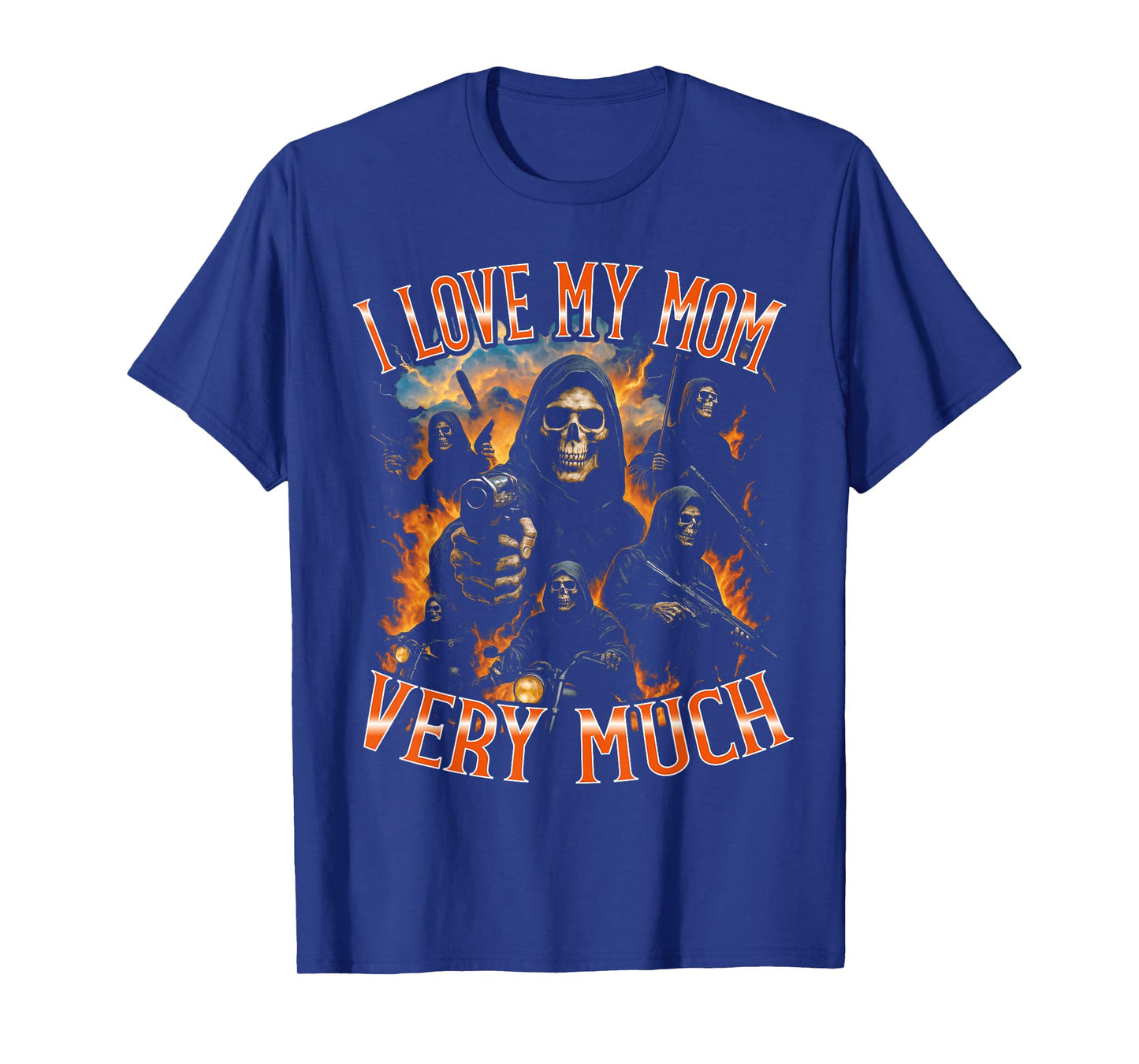 I Love My Mom Very Much Funny Bootleg Skeleton T-Shirt