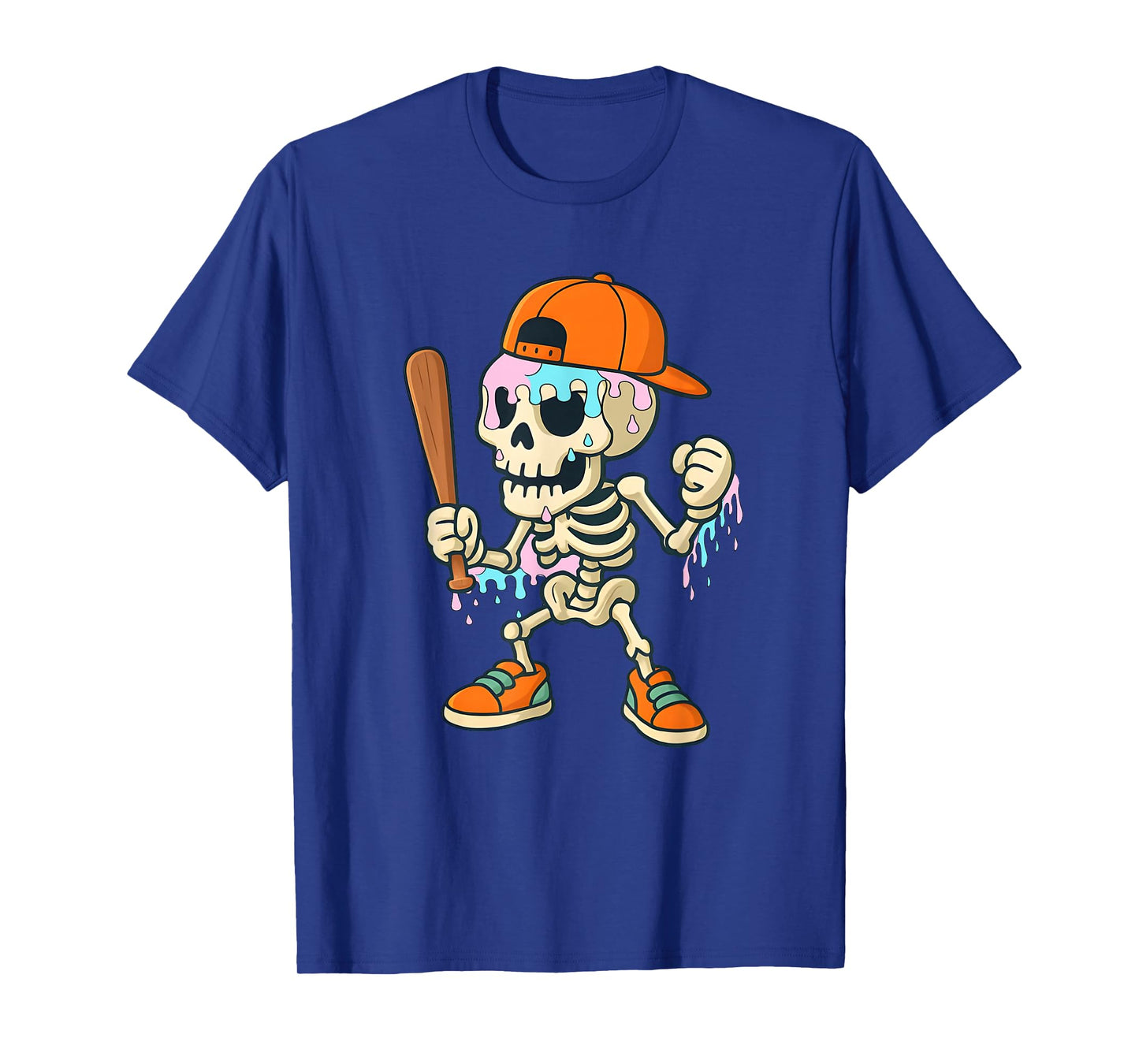 Skeleton Ice Cream Drip Baseball Spots Drip for Girls Boys T-Shirt