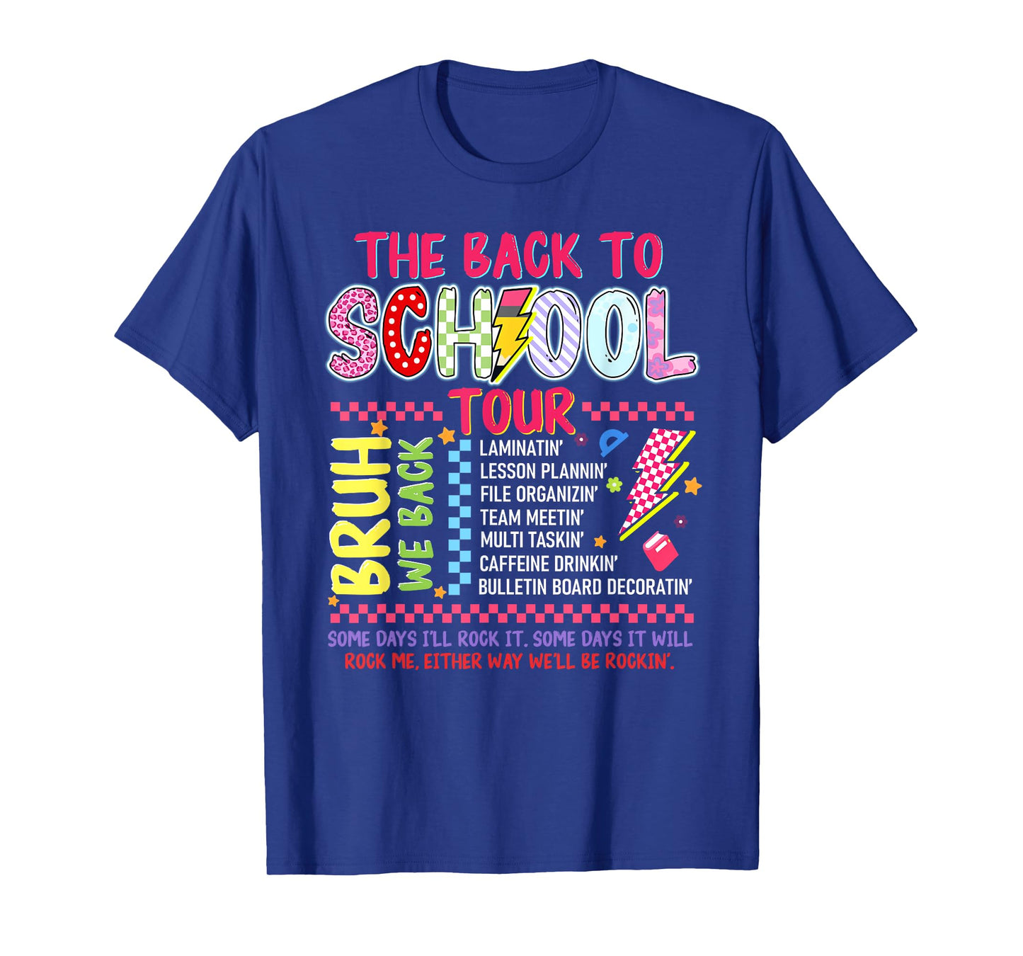 Retro Lightning Bolt ABCD Back To School Funny Tour Teacher T-Shirt