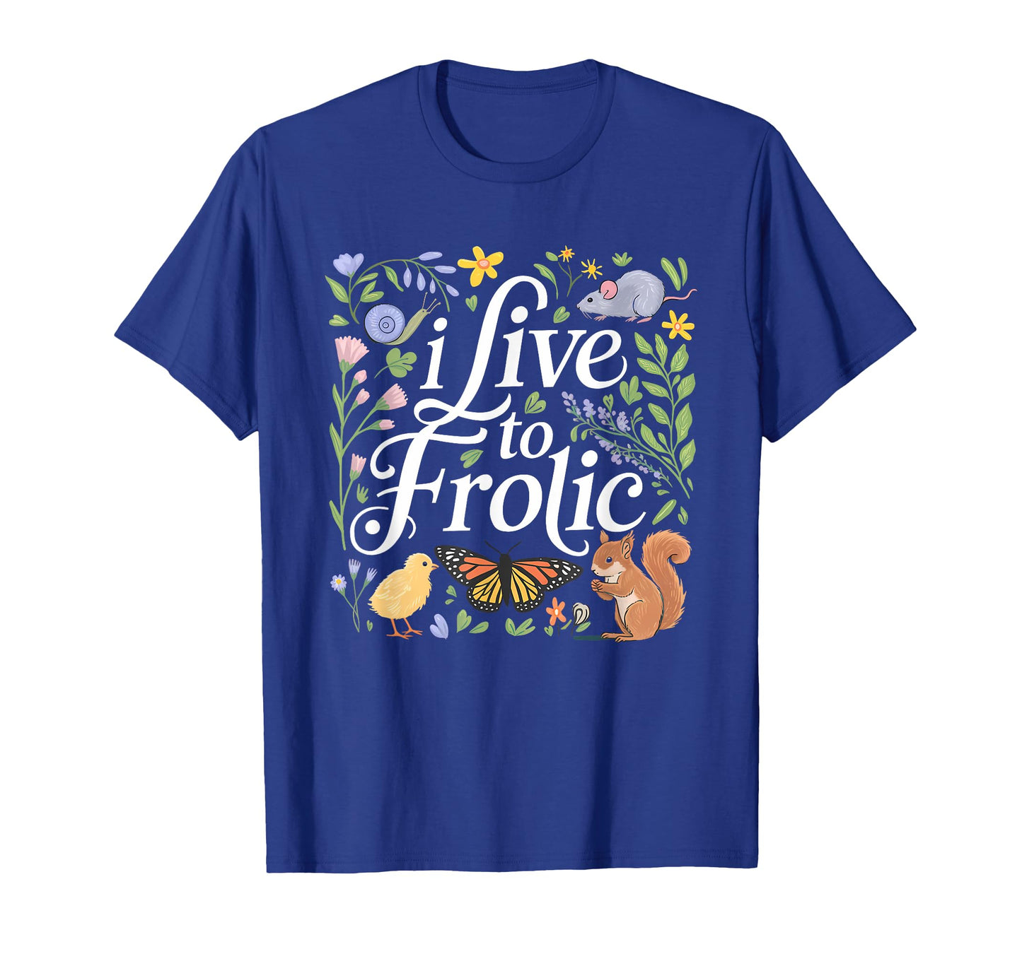 Frolic Nature Animals Flowers Squirrel Chick Butterfly Art T-Shirt