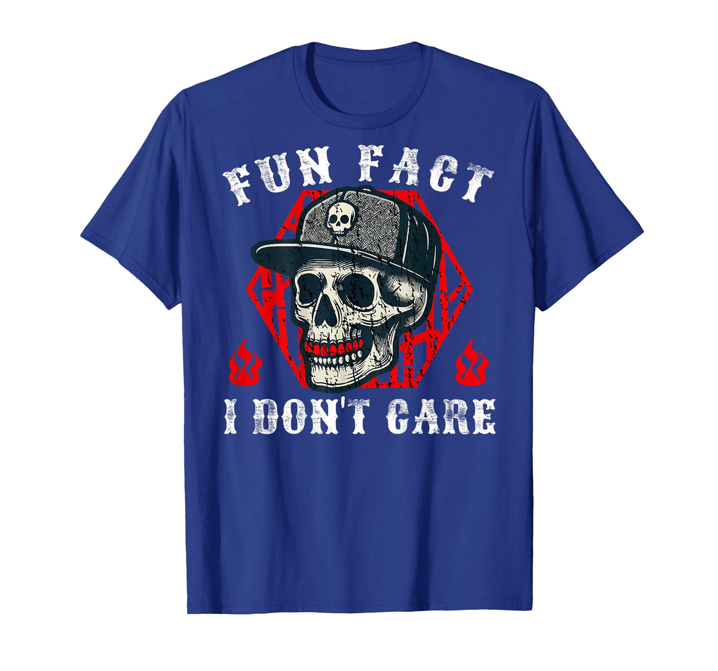 Fun Fact I Don't Care Funny Skeleton Sarcastic (ON Back) T-Shirt