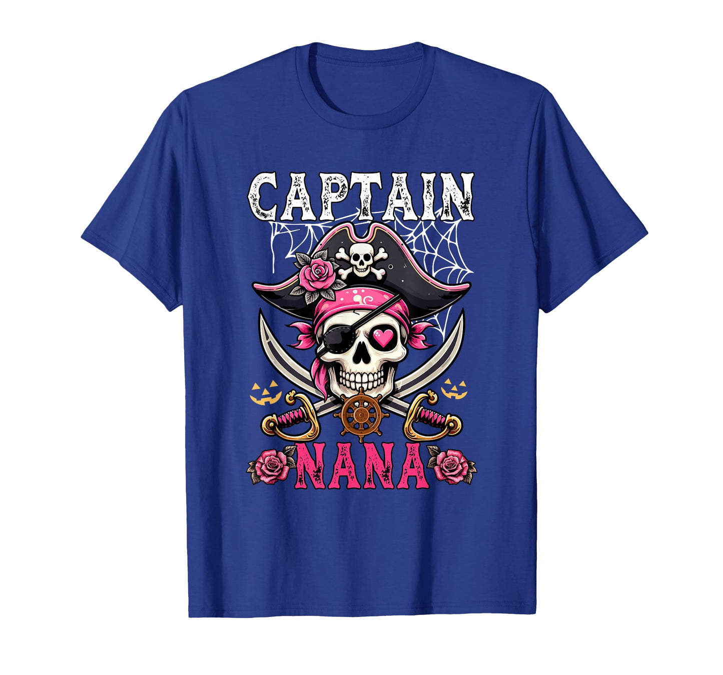 Captain Nana Halloween Skull As Pirate Floral Cute Women T-Shirt
