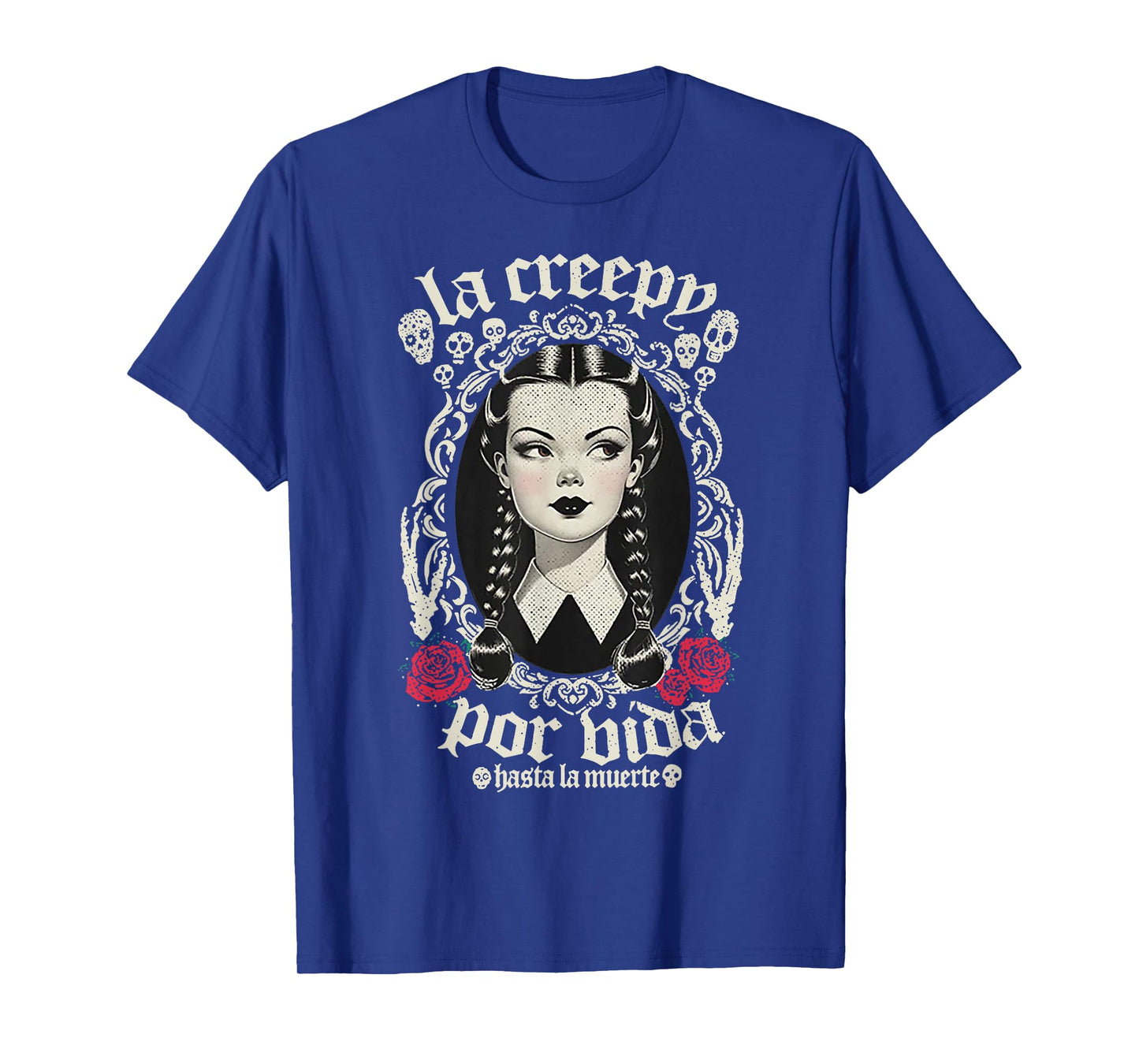 La Creepy Por Vida Goth T-Shirt - Unisex-Adults, Black, Small, Short Sleeve, Gothic Mexico Pride