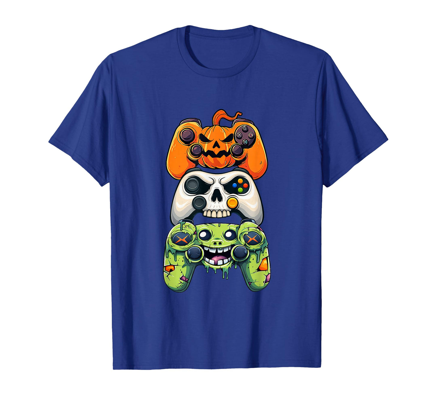 Halloween Skeleton Zombie Gaming Controllers Men Boys Kids T-Shirt