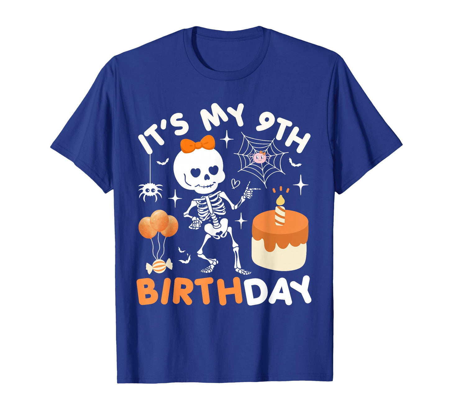 Its My 9th Birthday Funny Halloween Skeleton Birthday 9 Girl T-Shirt