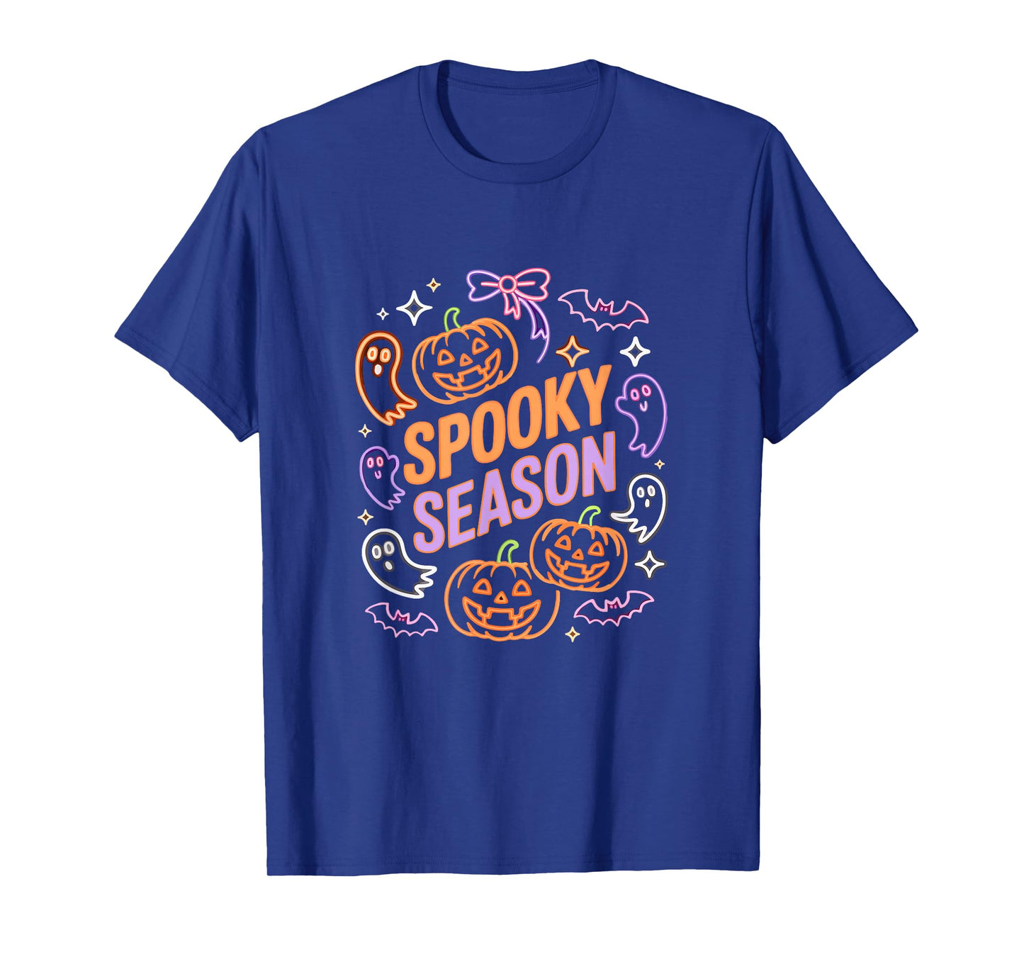 Spooky Horror Season Halloween Colorful Pumpkins Boo Ghosts T-Shirt