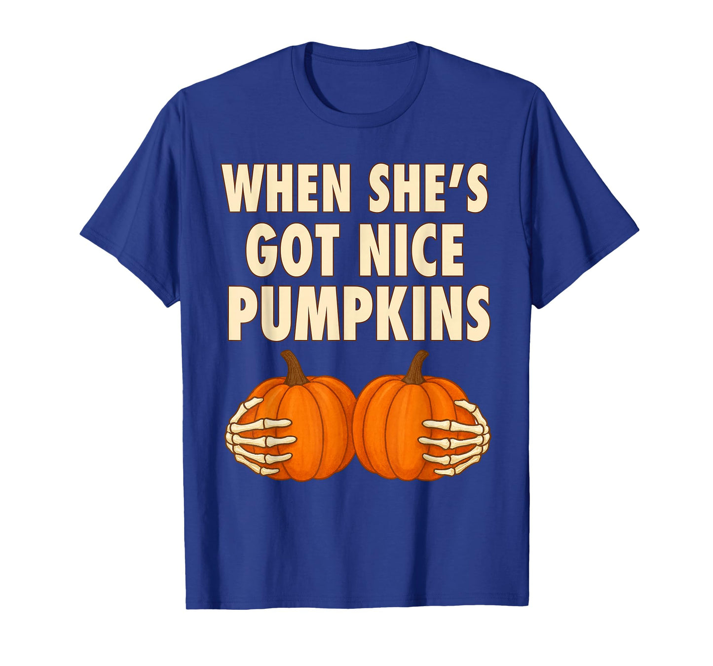 Funny Halloween Skeleton Hands Holding Pumpkins Women Men T-Shirt