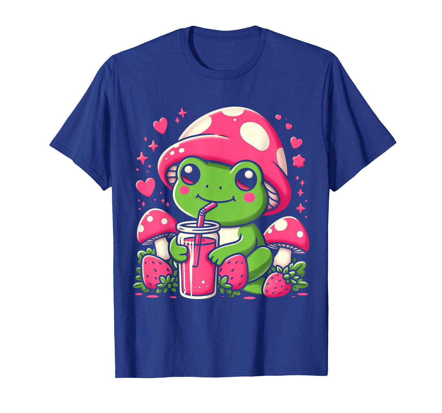 Kawaii Frog & Mushroom Tee - Strawberry Lover T-Shirt
