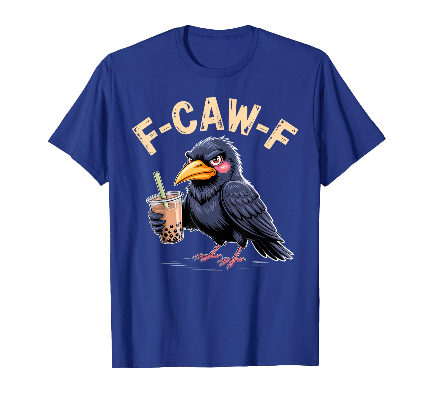 F Caw F Bubble Tea Crow Gothic Raven Funny Halloween Squad T-Shirt