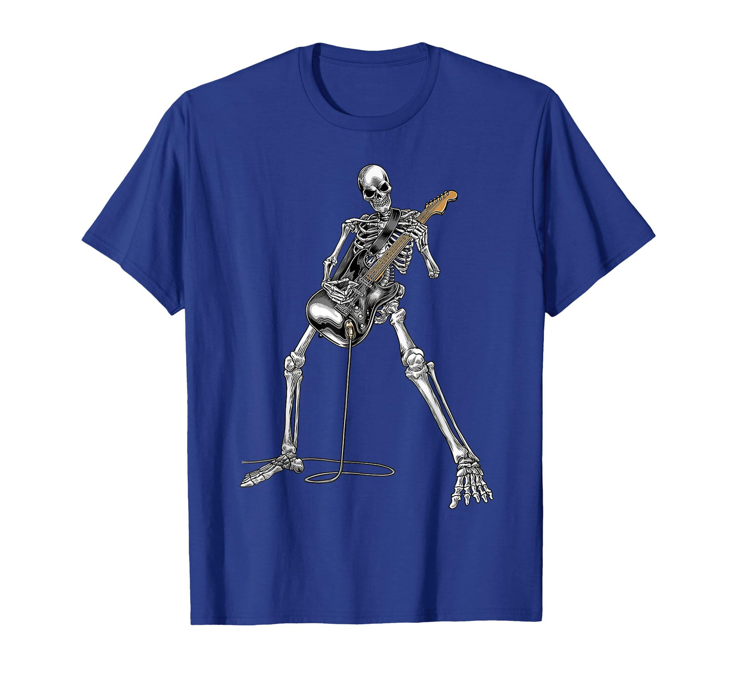 Happy Skeleton Guitar Guy Spooky Halloween Rock Band Concert T-Shirt