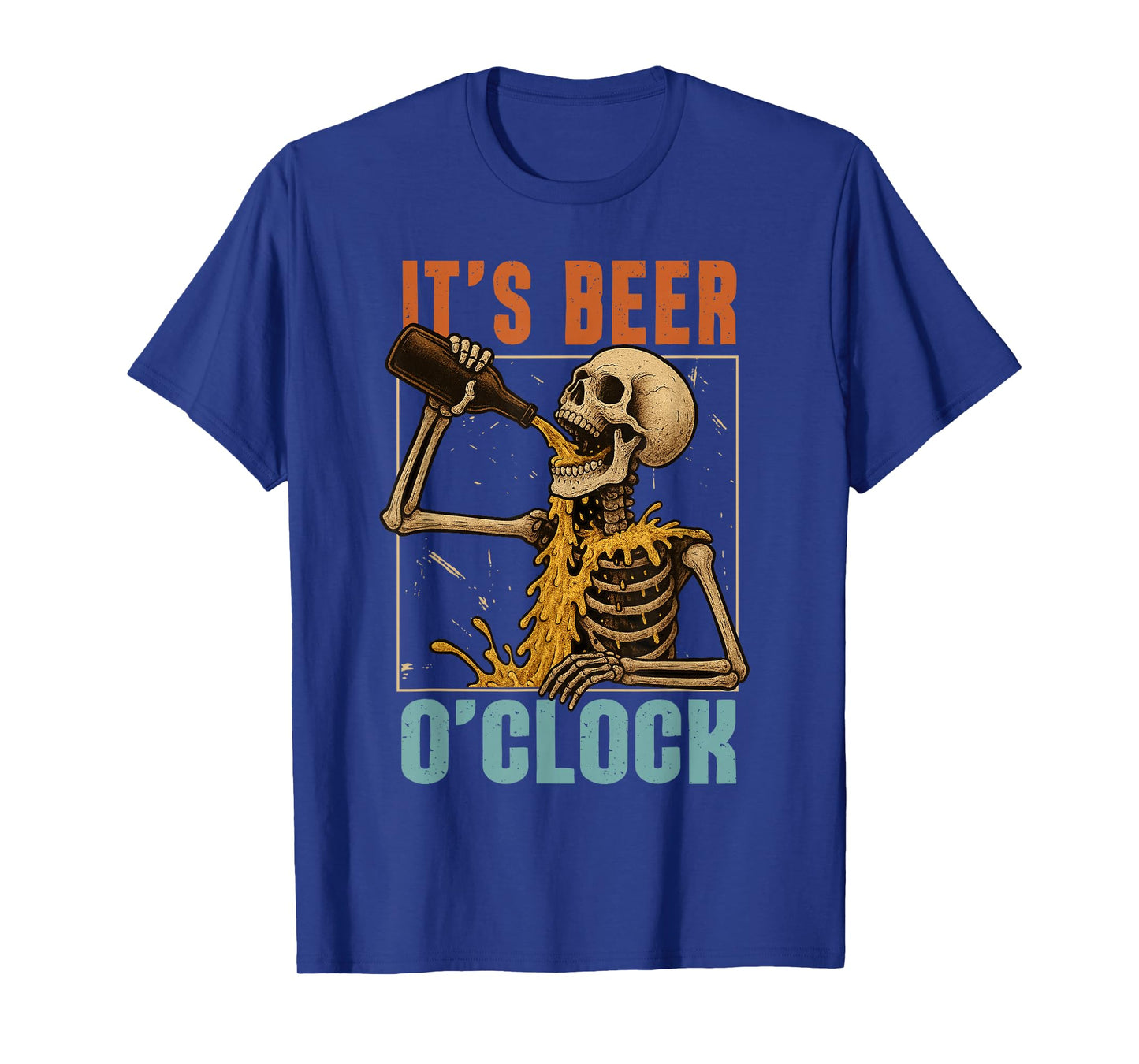 Beer Lover Day Drinking Team Skeleton It's Beer O'clock T-Shirt