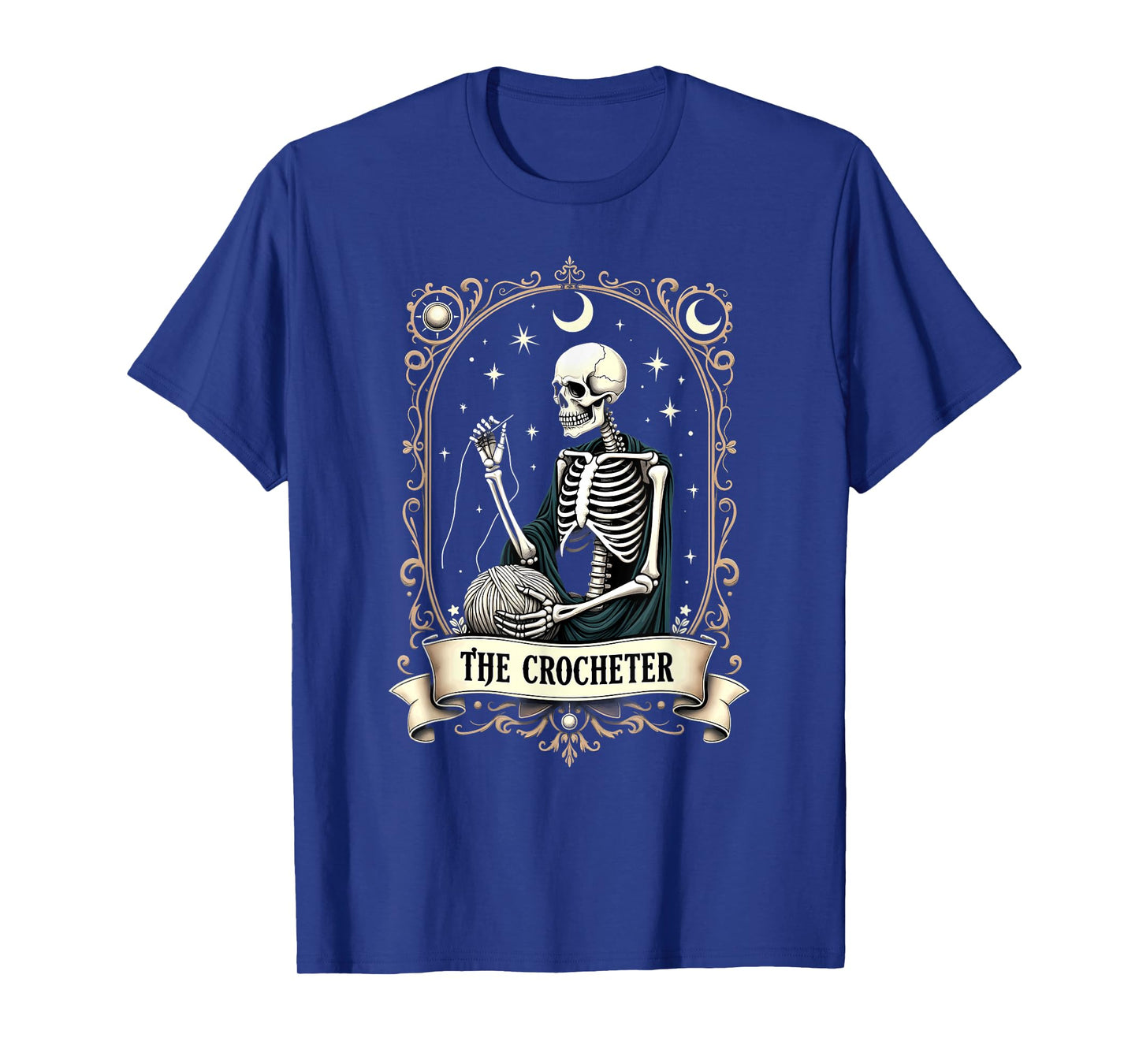 Gothic Tarot Card Crocheter Skeleton Halloween Quilter T-Shirt