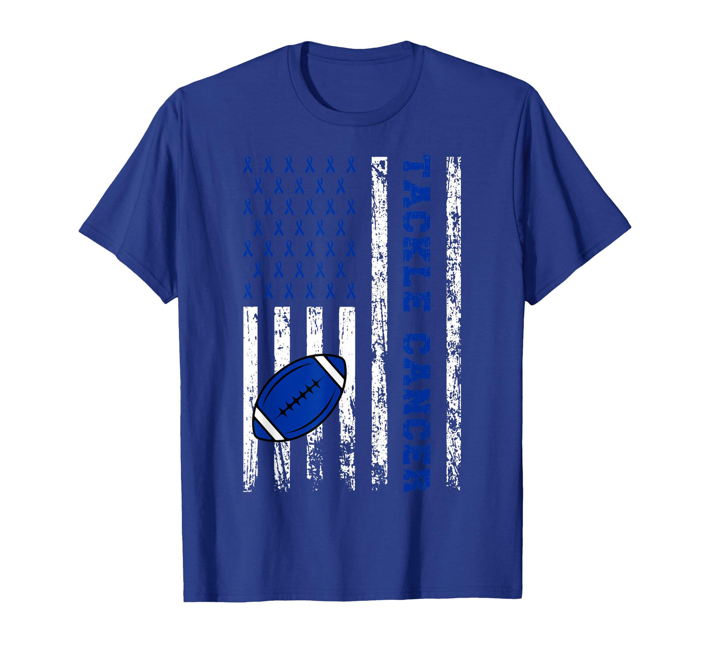 Tackle Football Dark Blue Ribbon Colon Cancer Awareness Kid T-Shirt