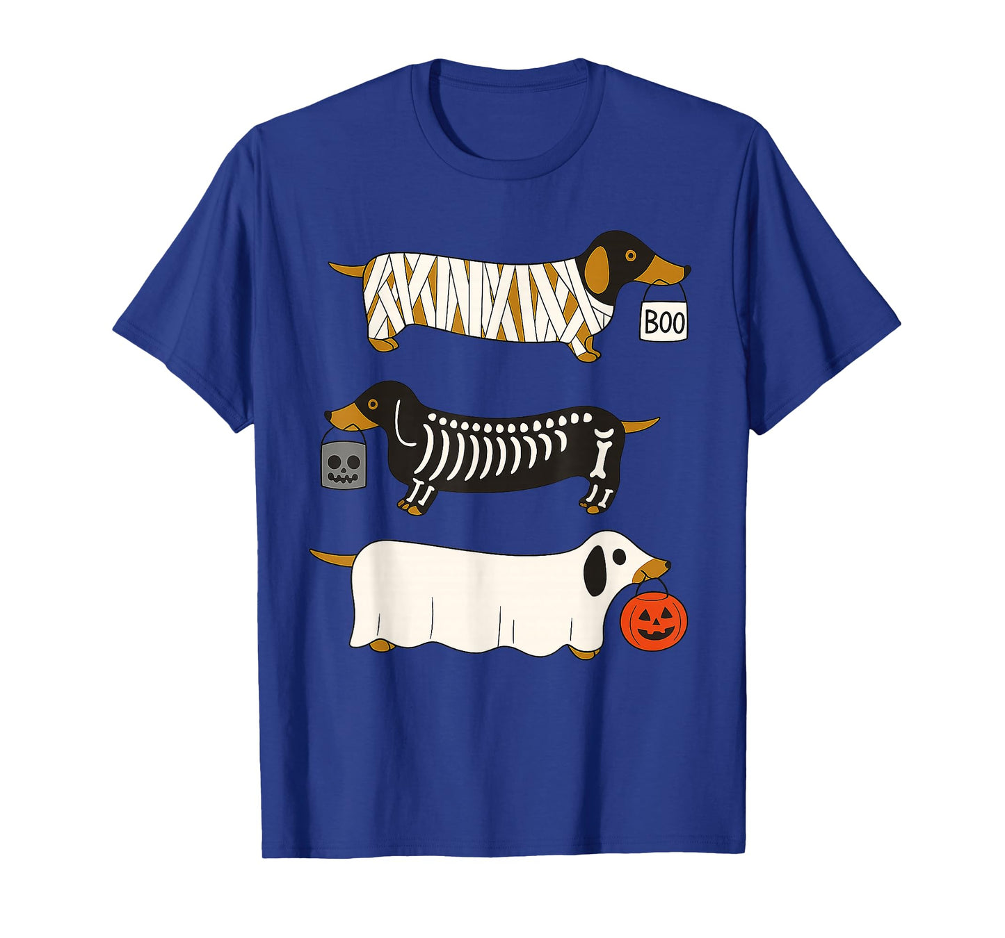 Cute Halloween Dachshund Dogs Skeleton and Ghost Costumes T-Shirt