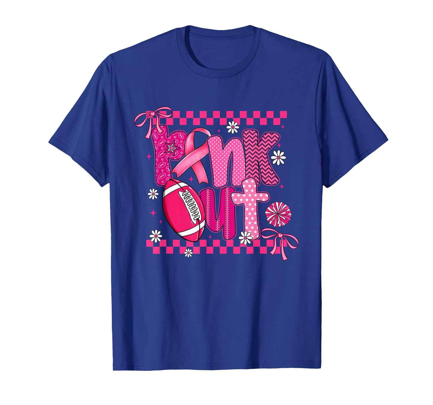Breast Cancer Shirt Womens Pink Out Football Bow Coquette T-Shirt