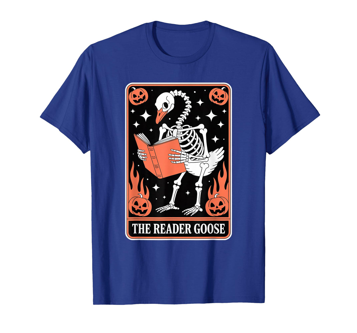 Skeleton Reading Goose Halloween Design for Book Lovers T-Shirt