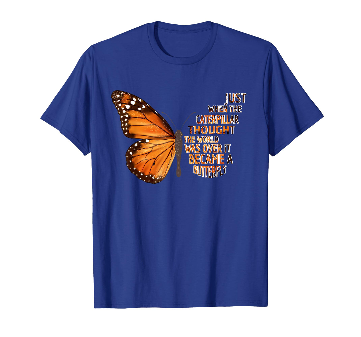 Monarch Butterfly Plant Milkweed Lovers Gifts Co. Just When The Caterpillar Thought The World Was Over Black Unisex-Adults T-Shirt