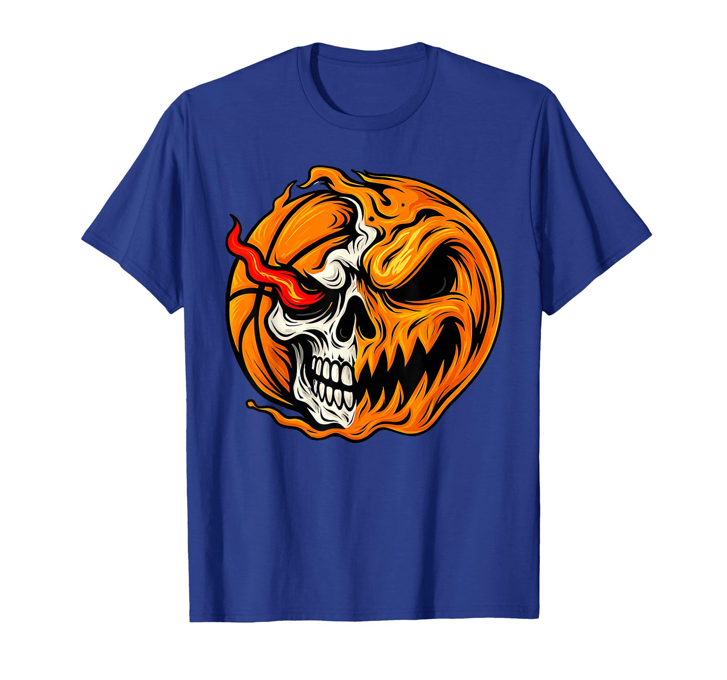 Pumpkin Skull Skeleton Spooky Basketball Player Halloween T-Shirt