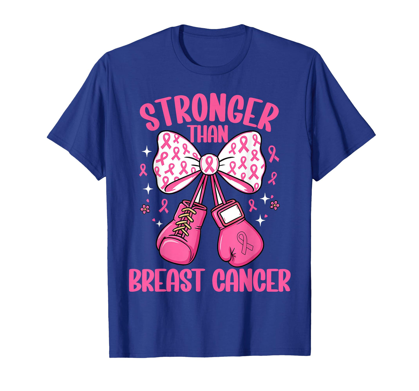 Stronger Than Breast Cancer Boxing Gloves Pink Coquette Bow T-Shirt