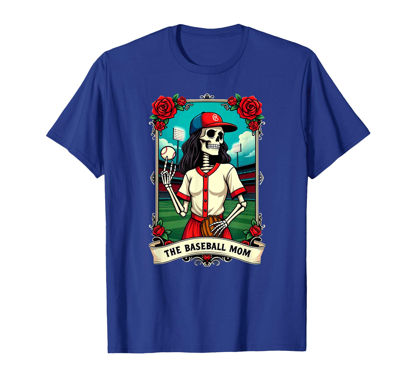 Gothic Tarot Card Baseball Mom Skeleton T-Shirt