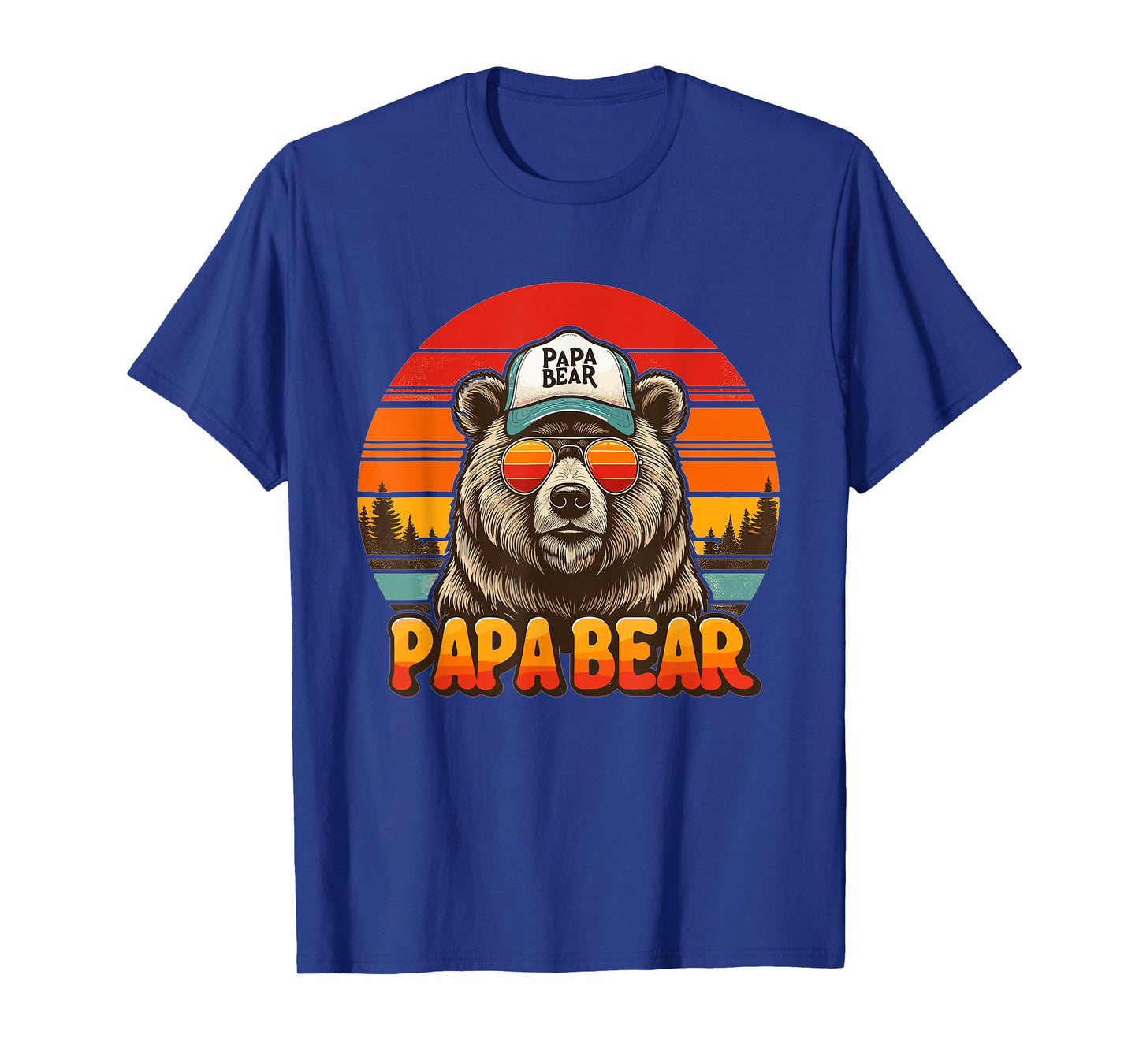 Papa Bear Retro Sunset Cool Dad for Father's Day T-Shirt