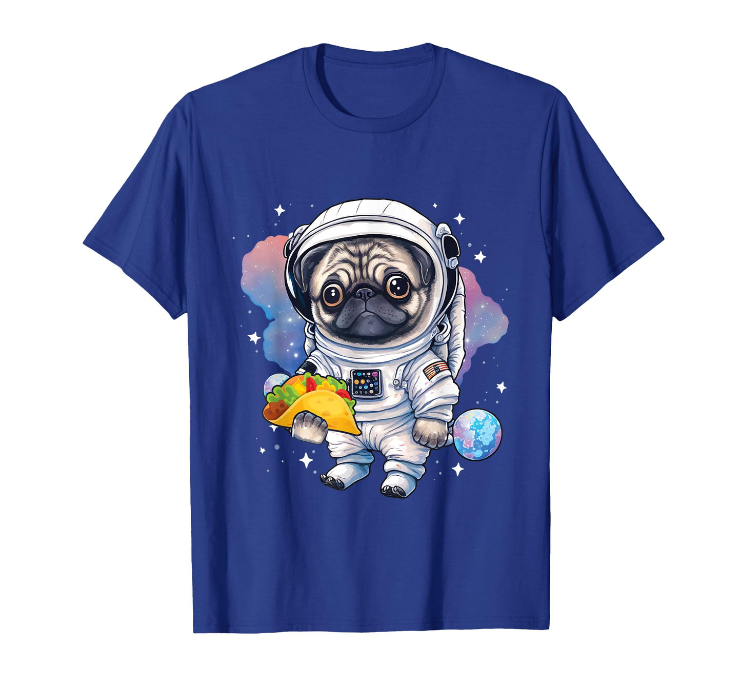Astronaut Pug - Taco Lover Dog Owner Puppy Pet Trainer T-Shirt for Men Women Girls Kids