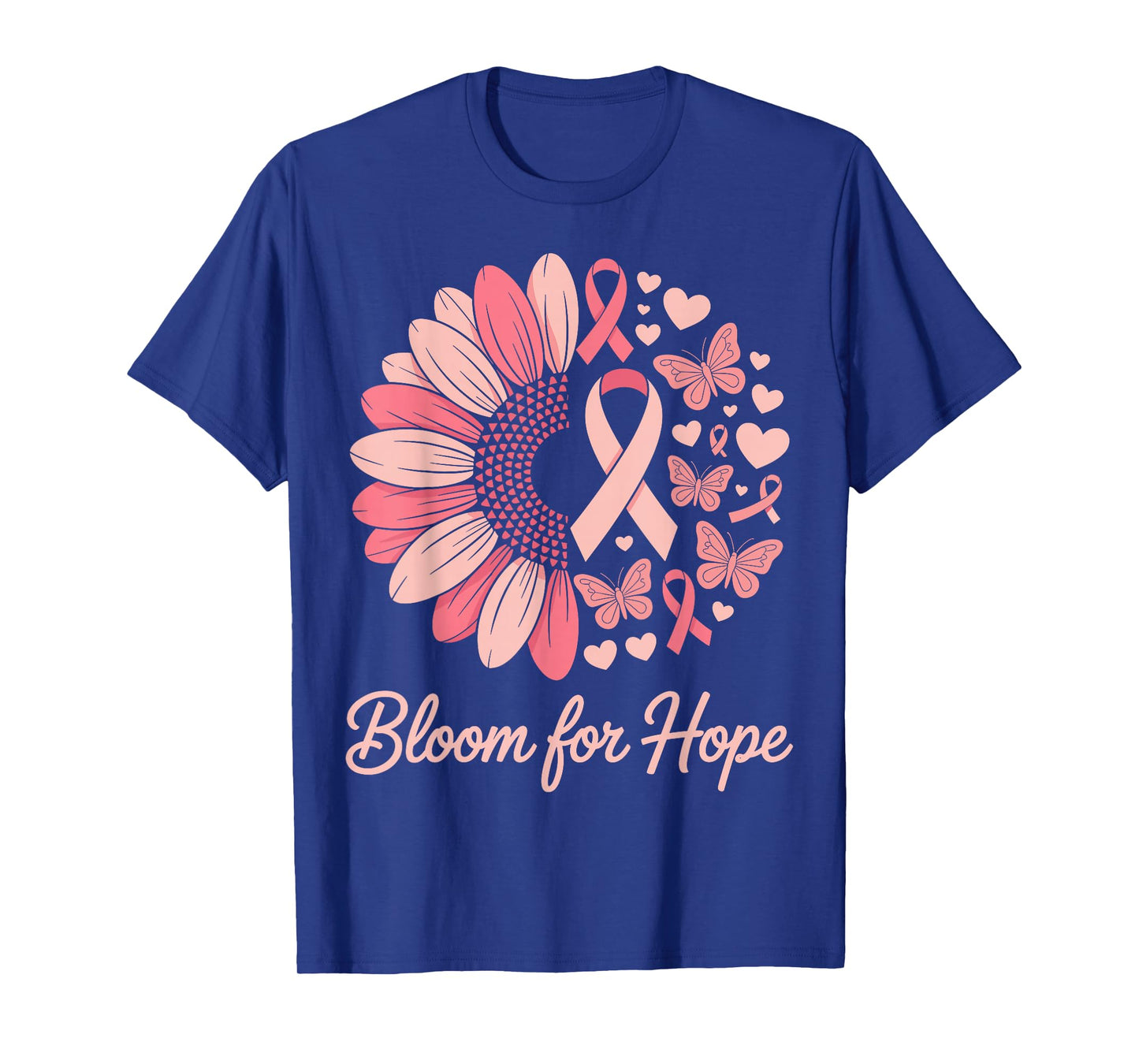 Bloom for Hope Pink Ribbon Sunflower Breast Cancer Support T-Shirt