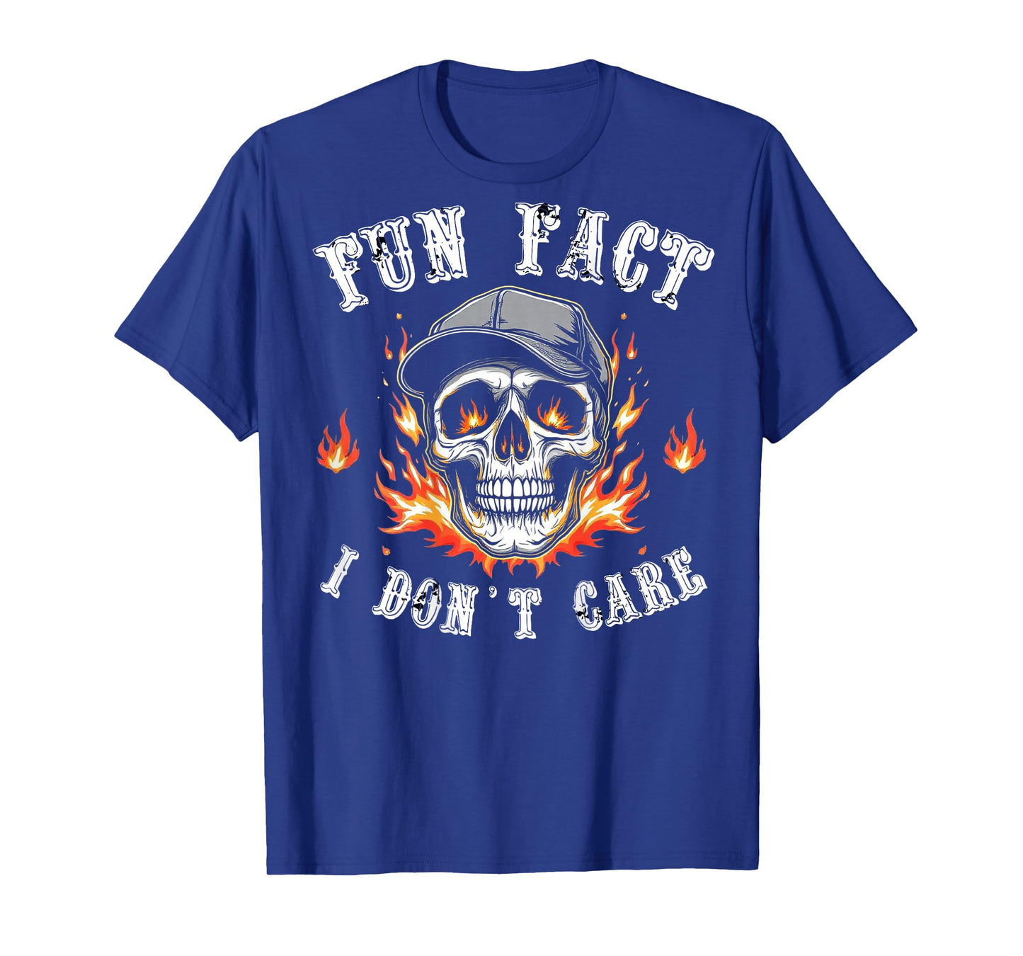Fun Fact I Don't Care Funny Skeleton Sarcastic (ON Back) T-Shirt