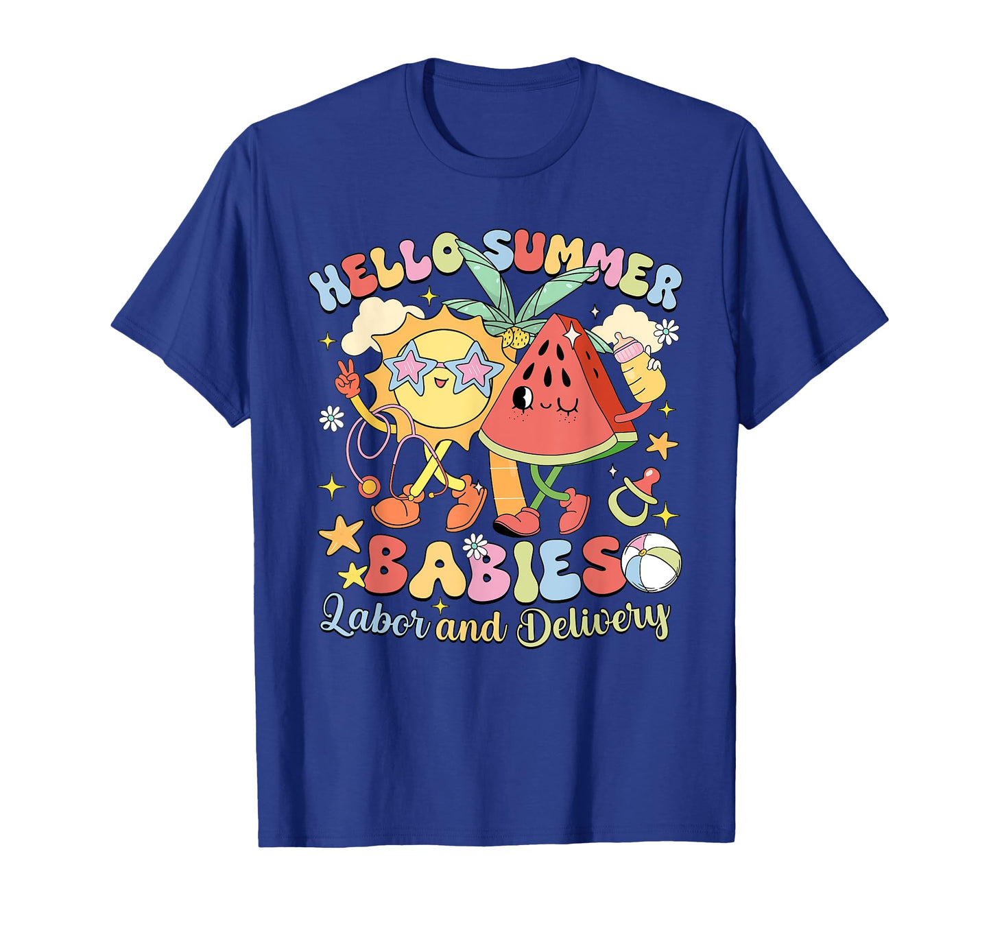 Retro Hello Summer Babies Labor And Delivery LD Nurse T-Shirt