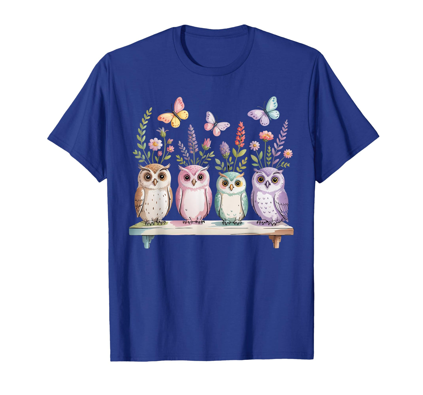 Cute Owl Lover Floral butterfly Nature Aesthetic Women Girls T-Shirt