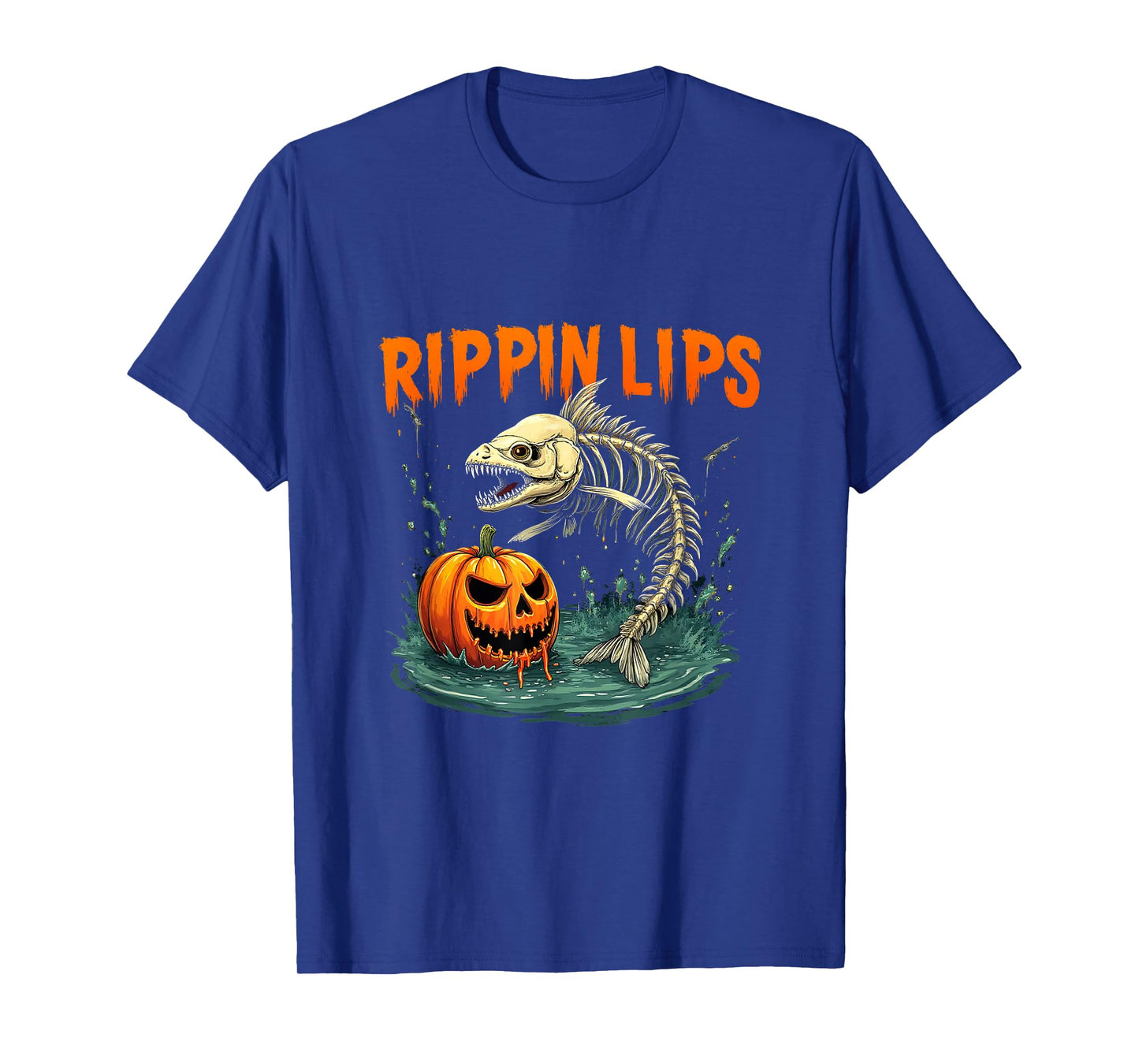 Skeleton Funny Retro Reel Scared Halloween Fishing Fisherman T-Shirt