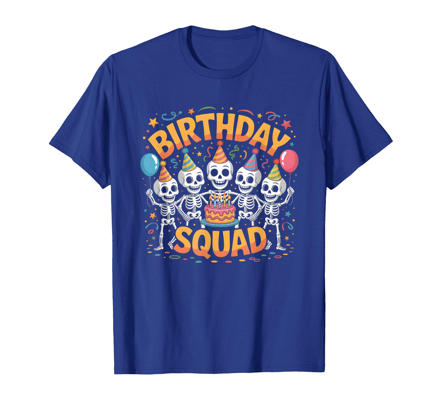 Skeleton Birthday Squad Spooky Skull Party Crew T-Shirt