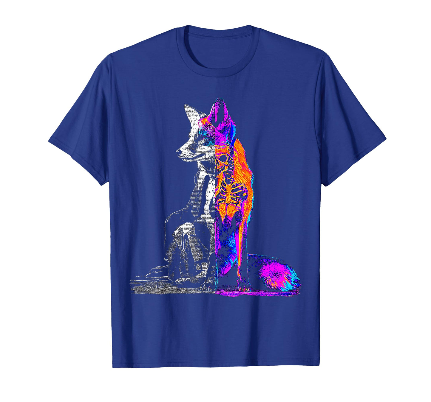 Halloween Fox Skeleton Drawing Animal Graphic Halloween T-Shirt